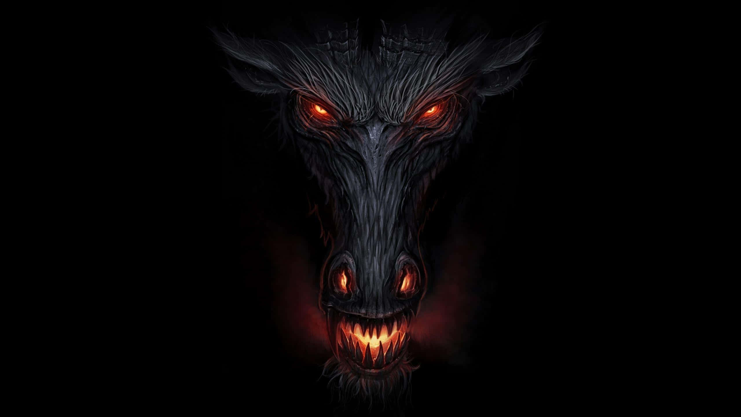 Cool Discord, dark horse head, glowing red eyes, 2K Desktop Wallpaper