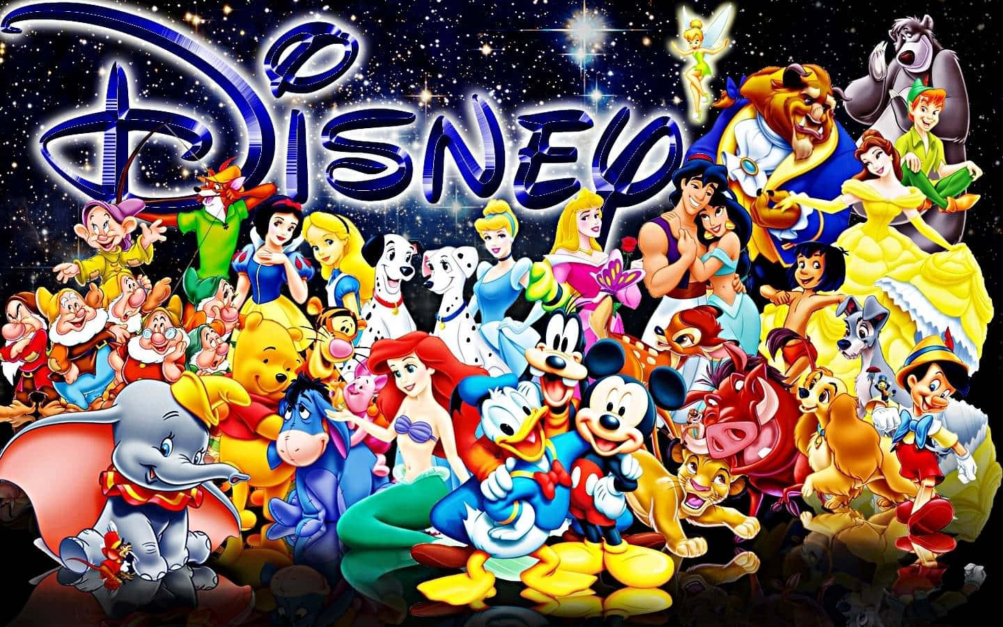 Cool Disney, Disney logo, classic animated characters, HD Desktop Wallpaper