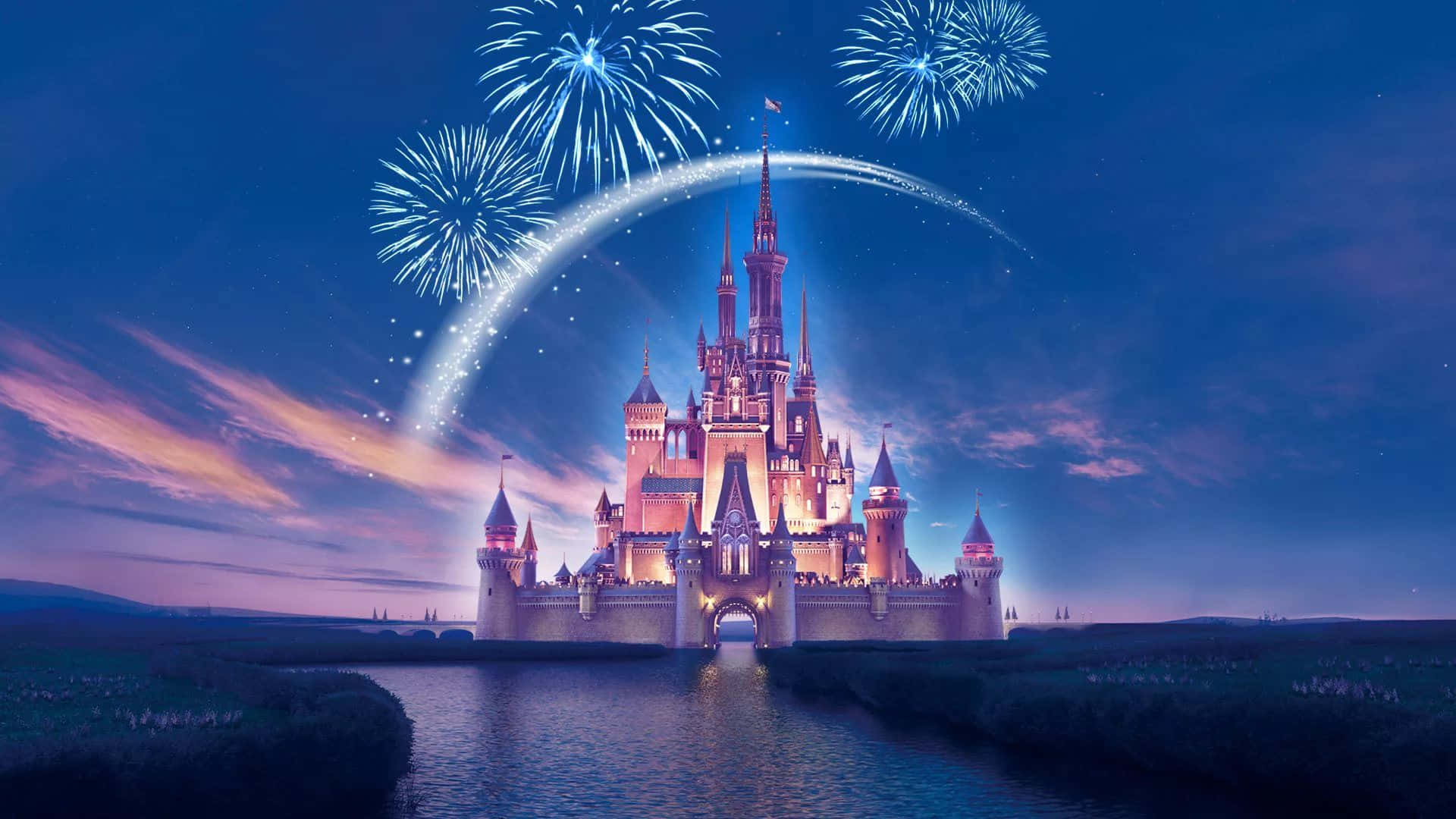Disney, castle, twilight, Full HD Desktop Wallpaper