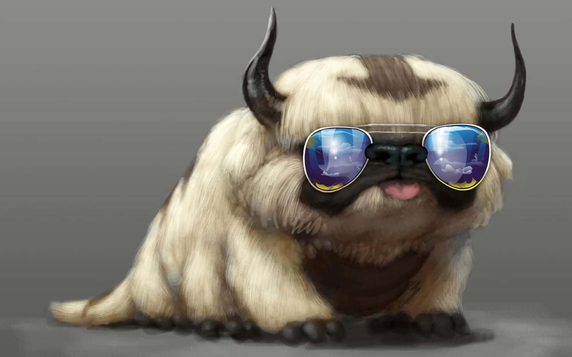 cool dog, aviator sunglasses, sky reflections, Full HD Desktop Wallpaper