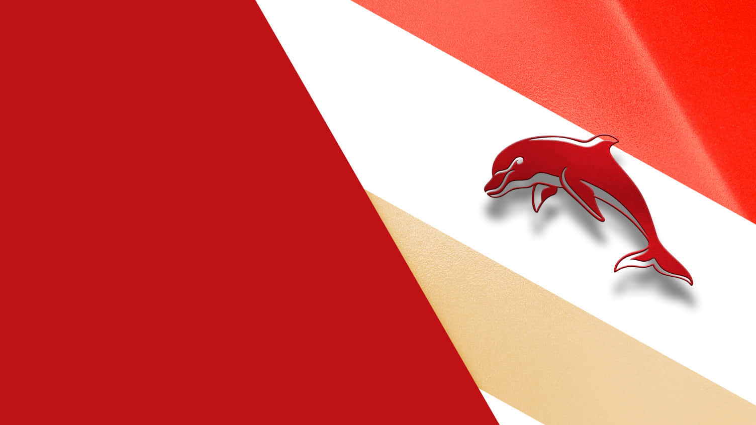 dolphins nrl, red dolphin emblem, bold diagonal stripes, HD Desktop Wallpaper