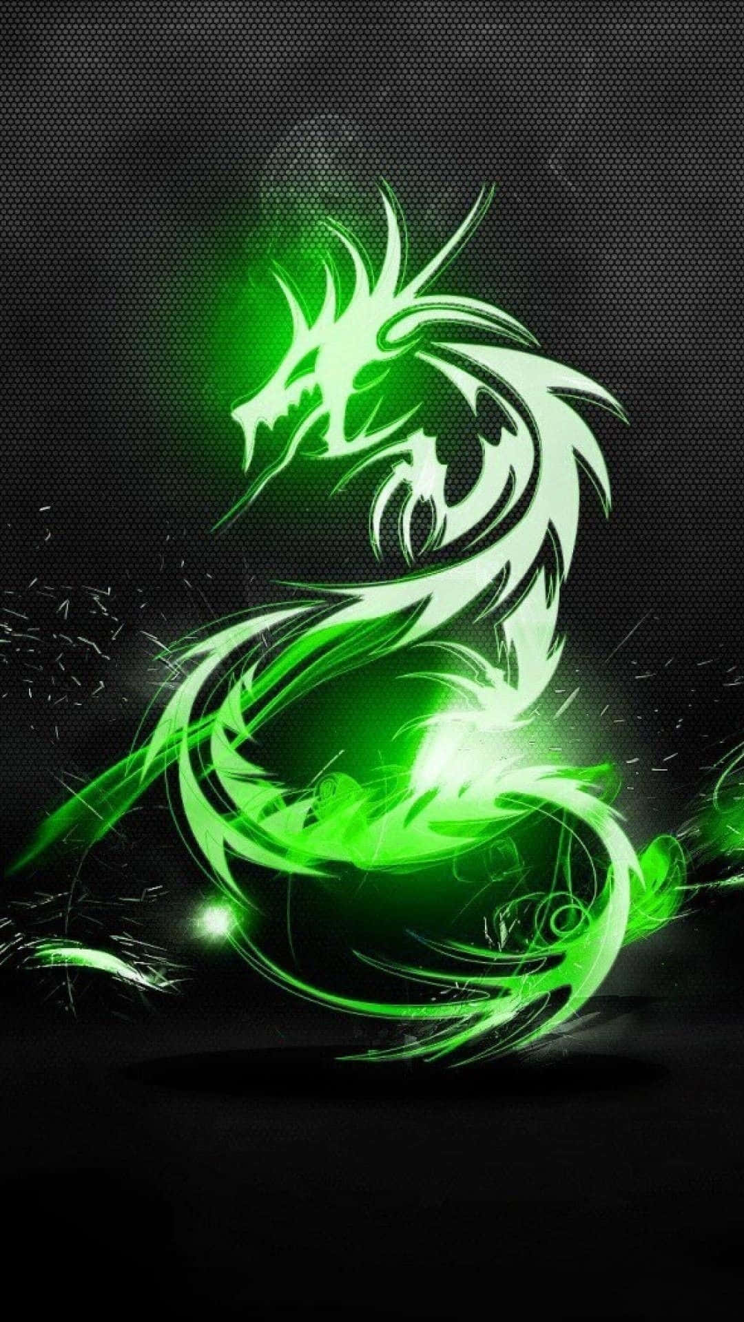 Cool Dragon, neon green, glowing, Full HD Phone Wallpaper