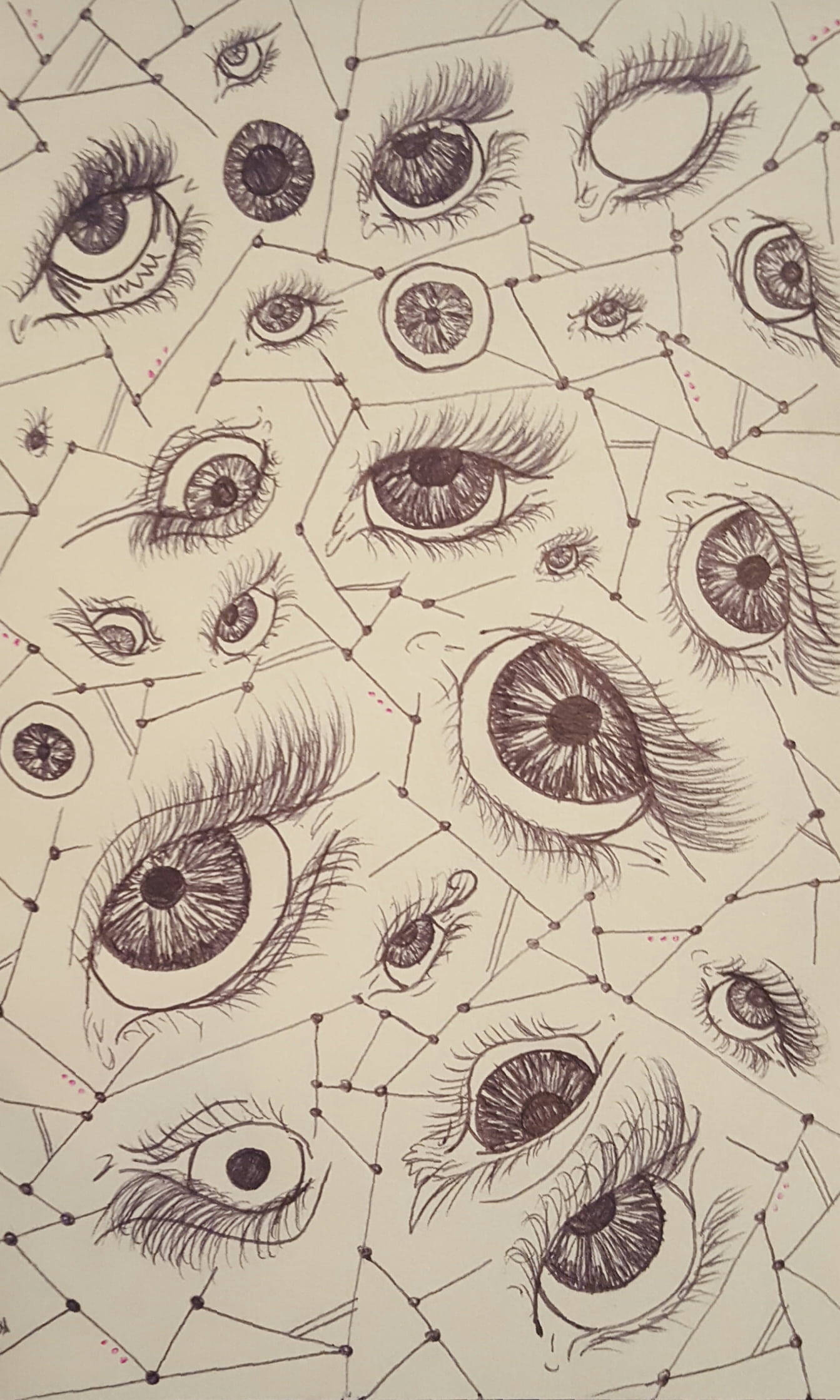 Cool Drawing Eyes, eyes, geometric lines, Full HD Phone Wallpaper
