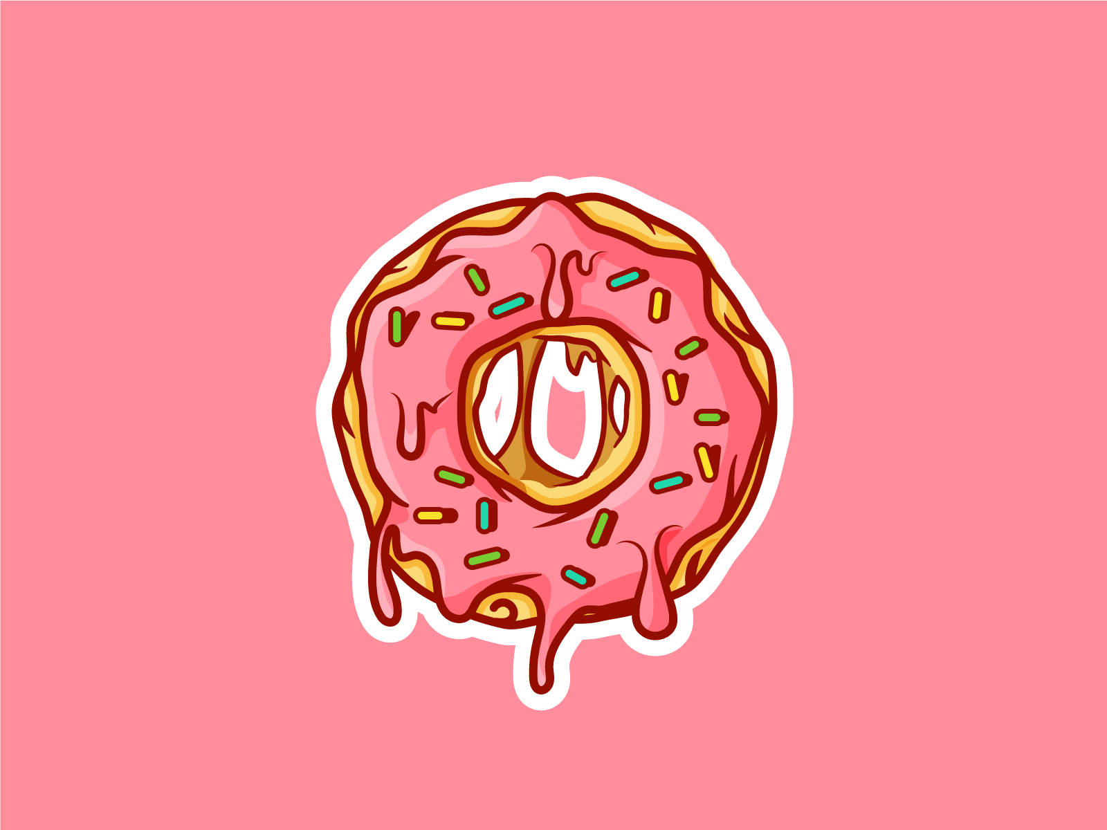 Cool Drip, pink donut, pink frosting, HD Desktop Wallpaper