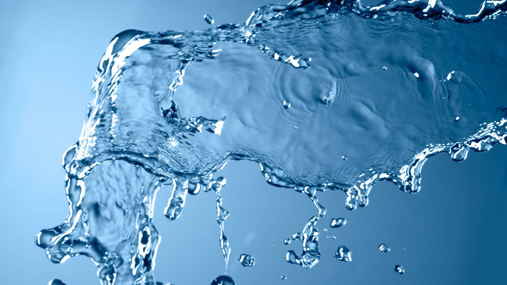 3D Water Splash, clear blue water, droplets, Full HD Desktop Wallpaper