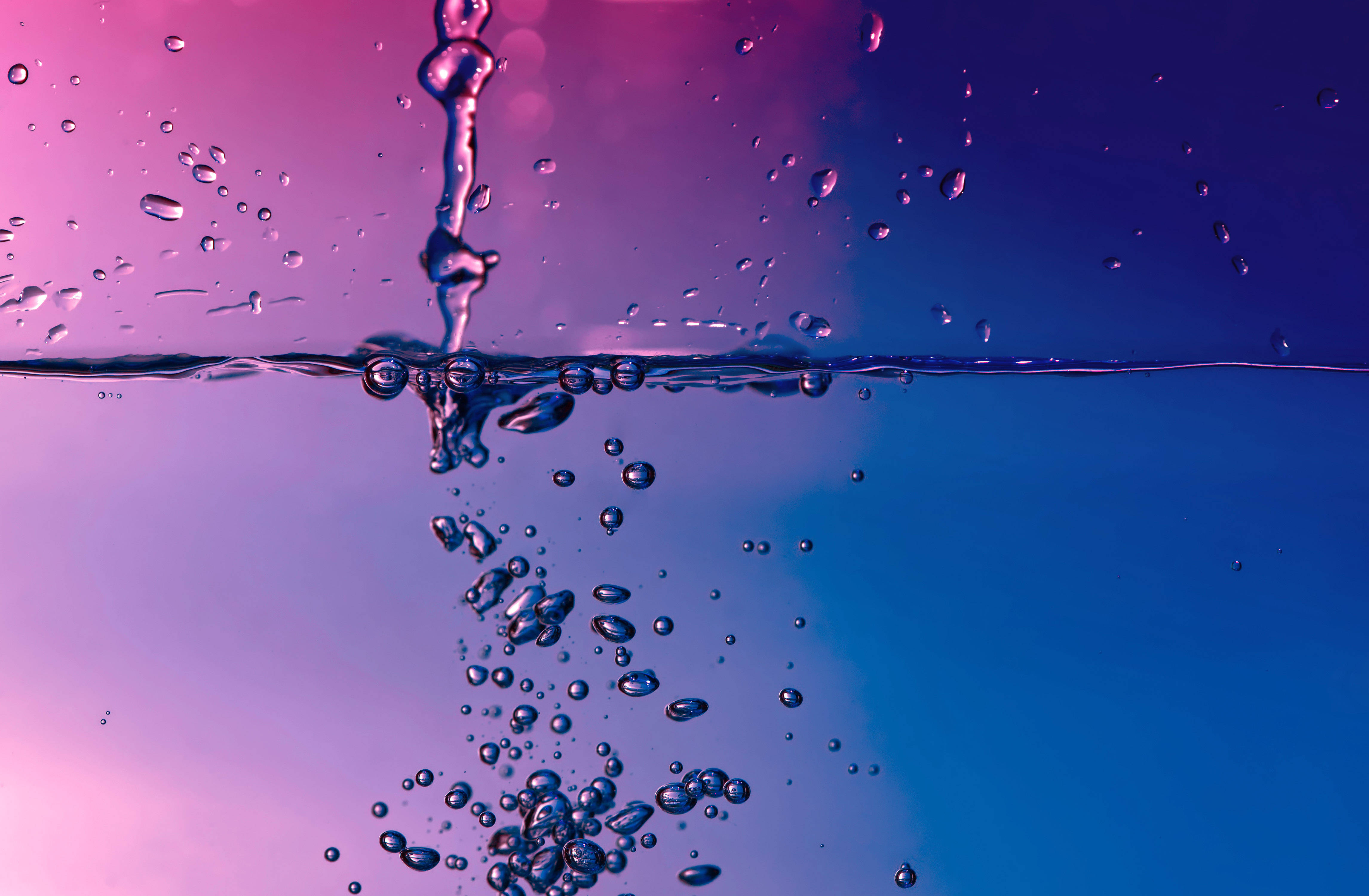 Brilliant Blue, 3D Water, gradient purple and blue background, 4K Desktop Wallpaper