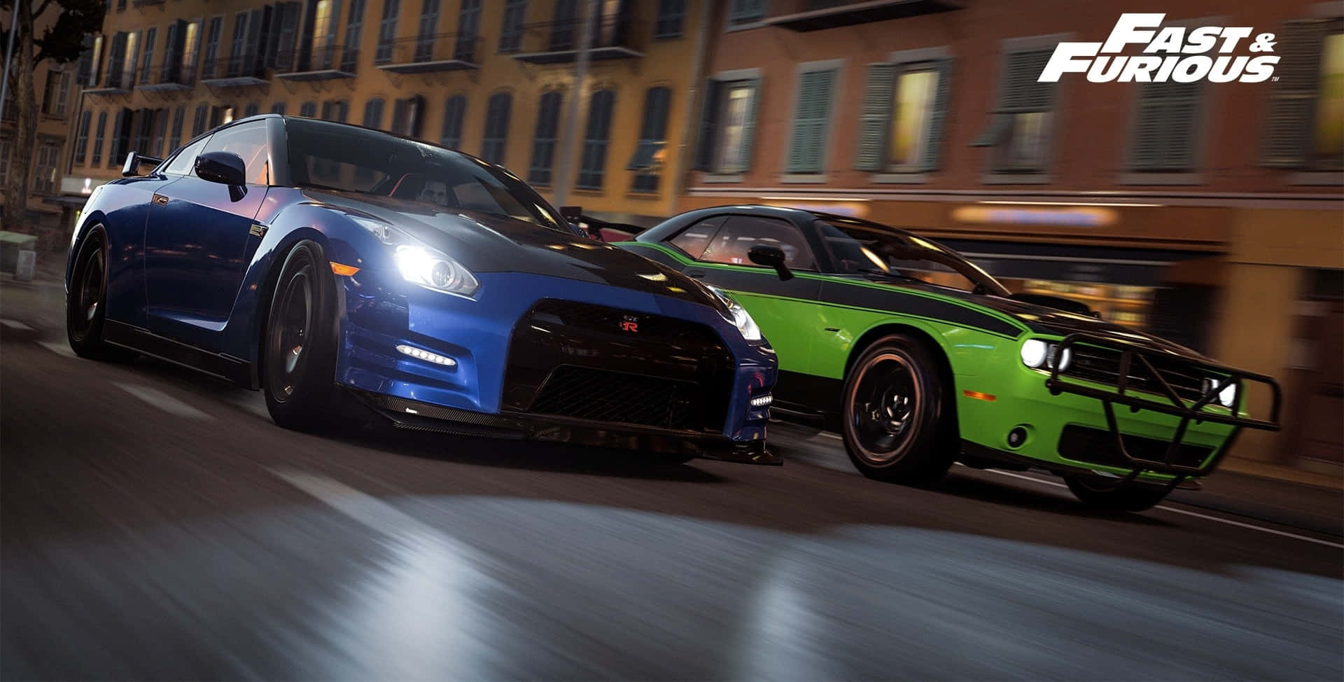 Fast and Furious, sports cars, city street, Full HD Desktop Wallpaper