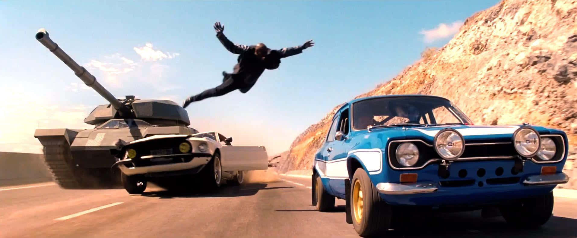 Fast and Furious, blue classic car, tank, HD Desktop Wallpaper
