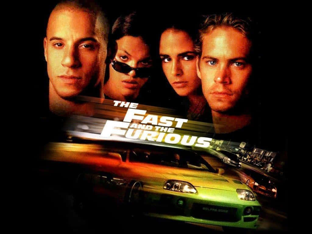 Fast And Furious, green sports car, glowing headlights, SD Desktop Wallpaper