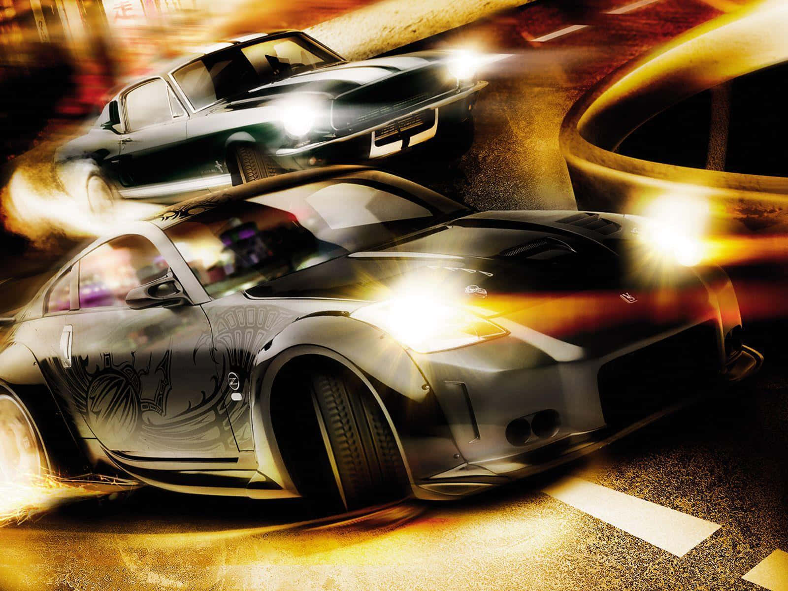 Fast And Furious, muscle cars, glowing urban street, HD Desktop Wallpaper