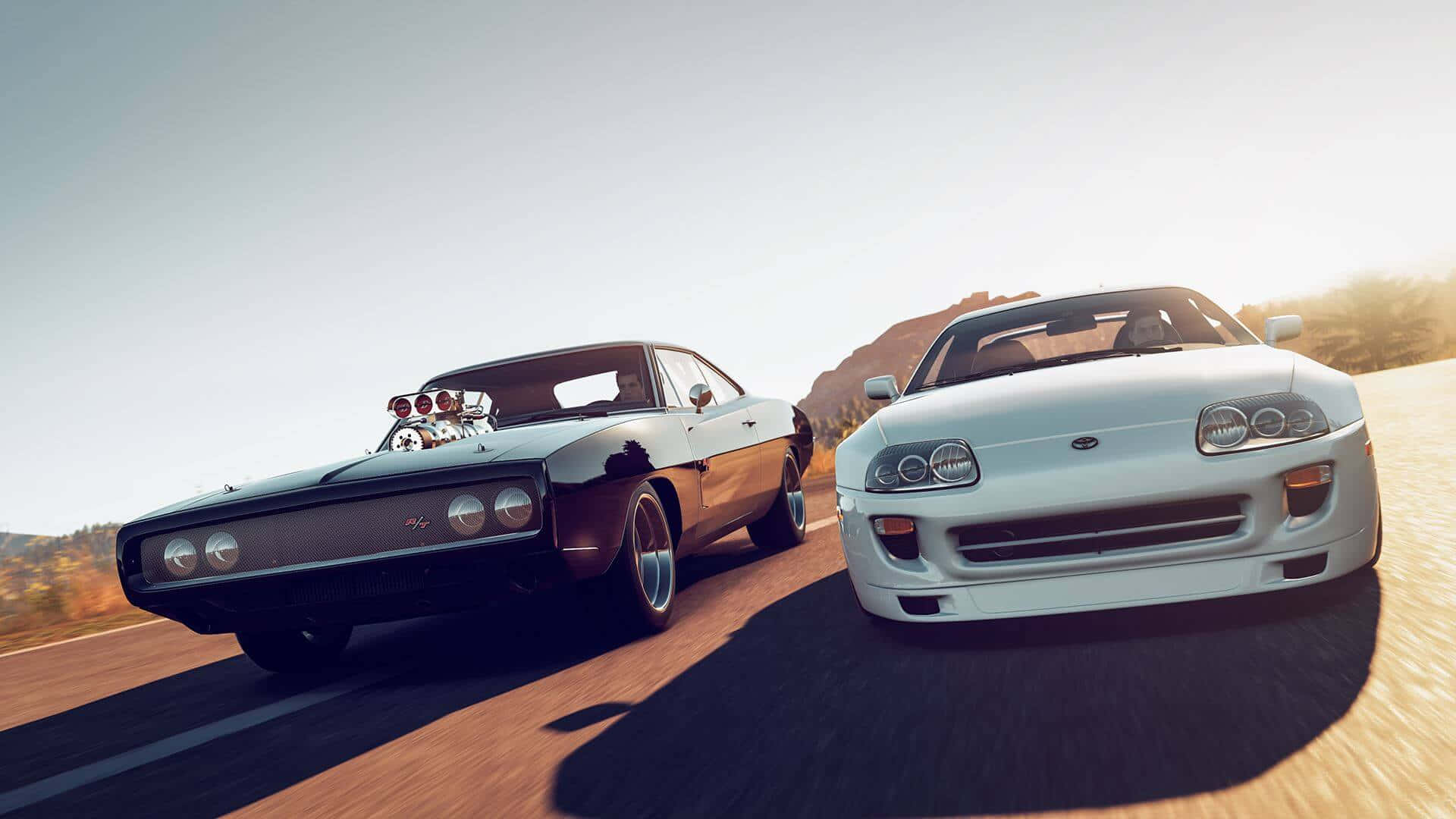 Fast and Furious, muscle cars, desert highway, Full HD Desktop Wallpaper