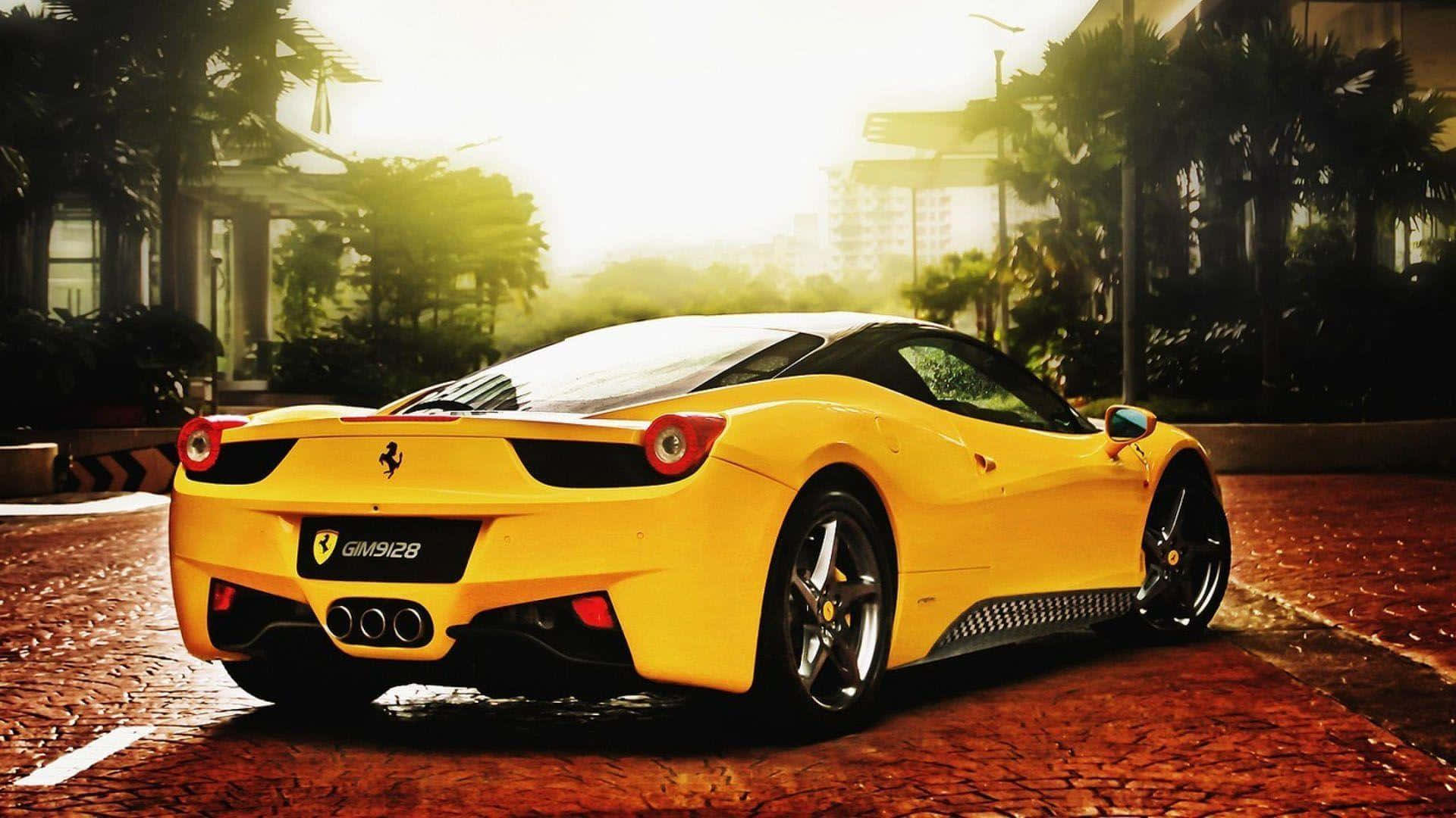 Ferrari, yellow, sports car, Full HD Desktop Wallpaper