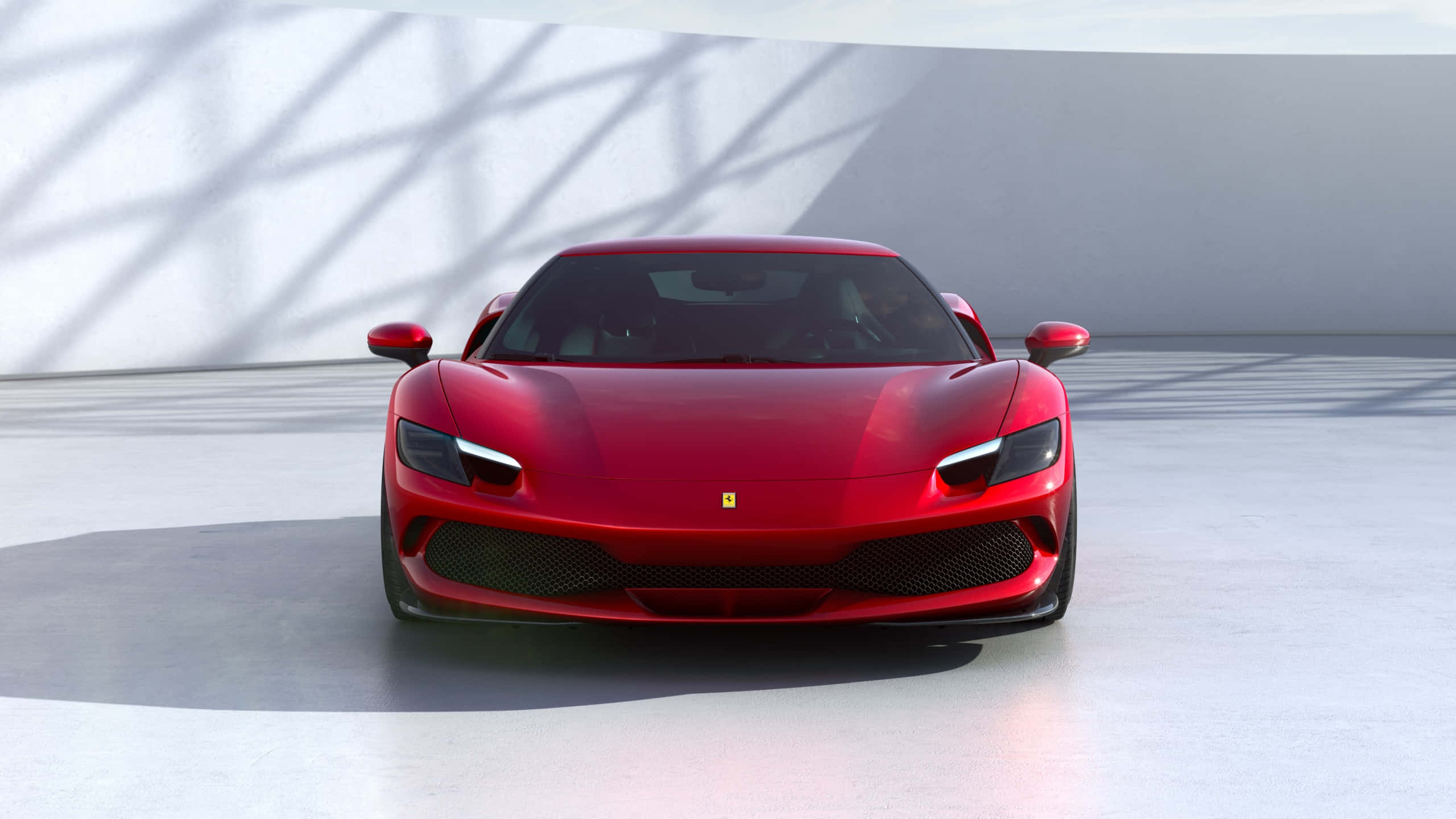 Ferrari, glossy red, sports car, 2K Desktop Wallpaper