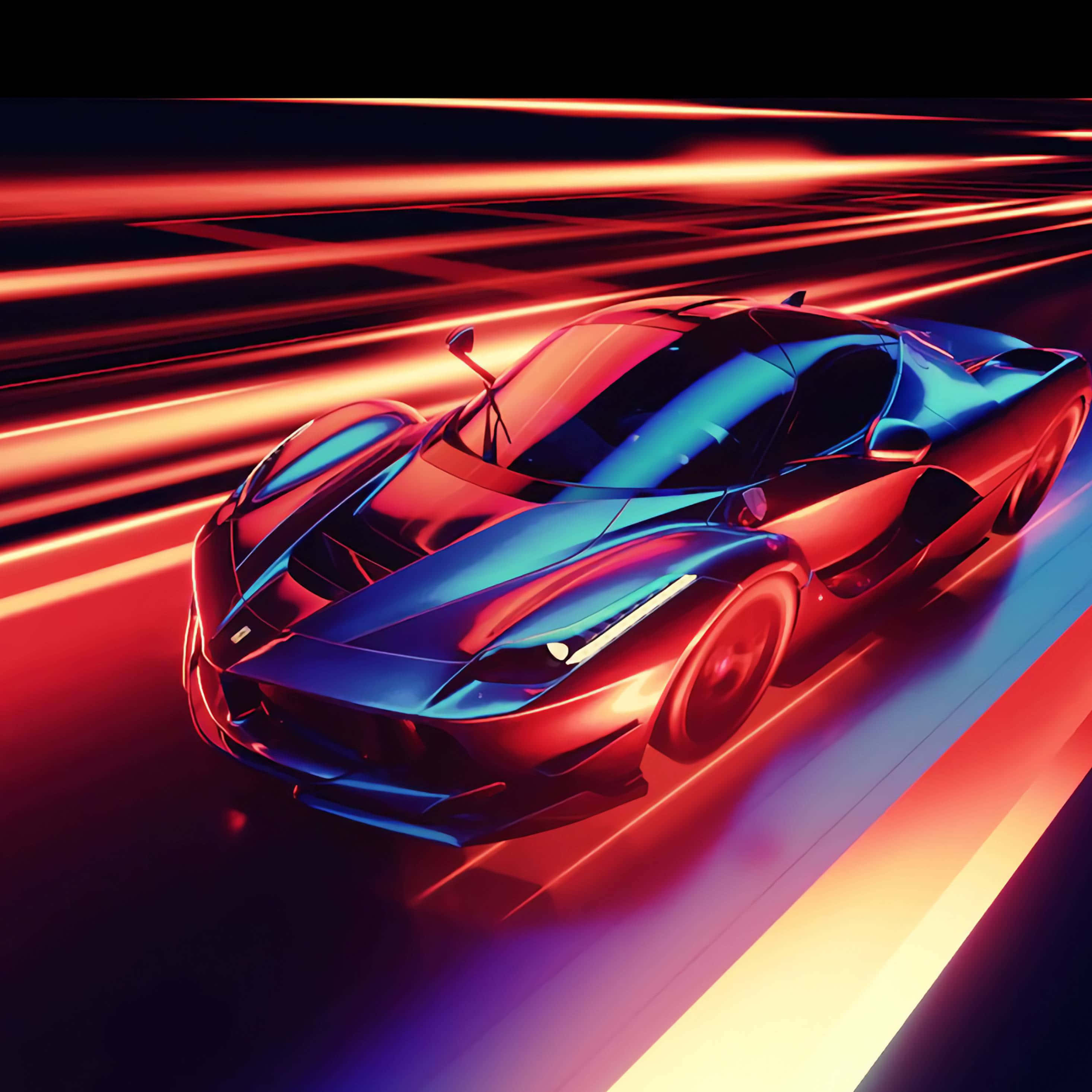 Cool Ferrari Cars, futuristic sports car, neon-lit streaks, 2K Desktop Wallpaper