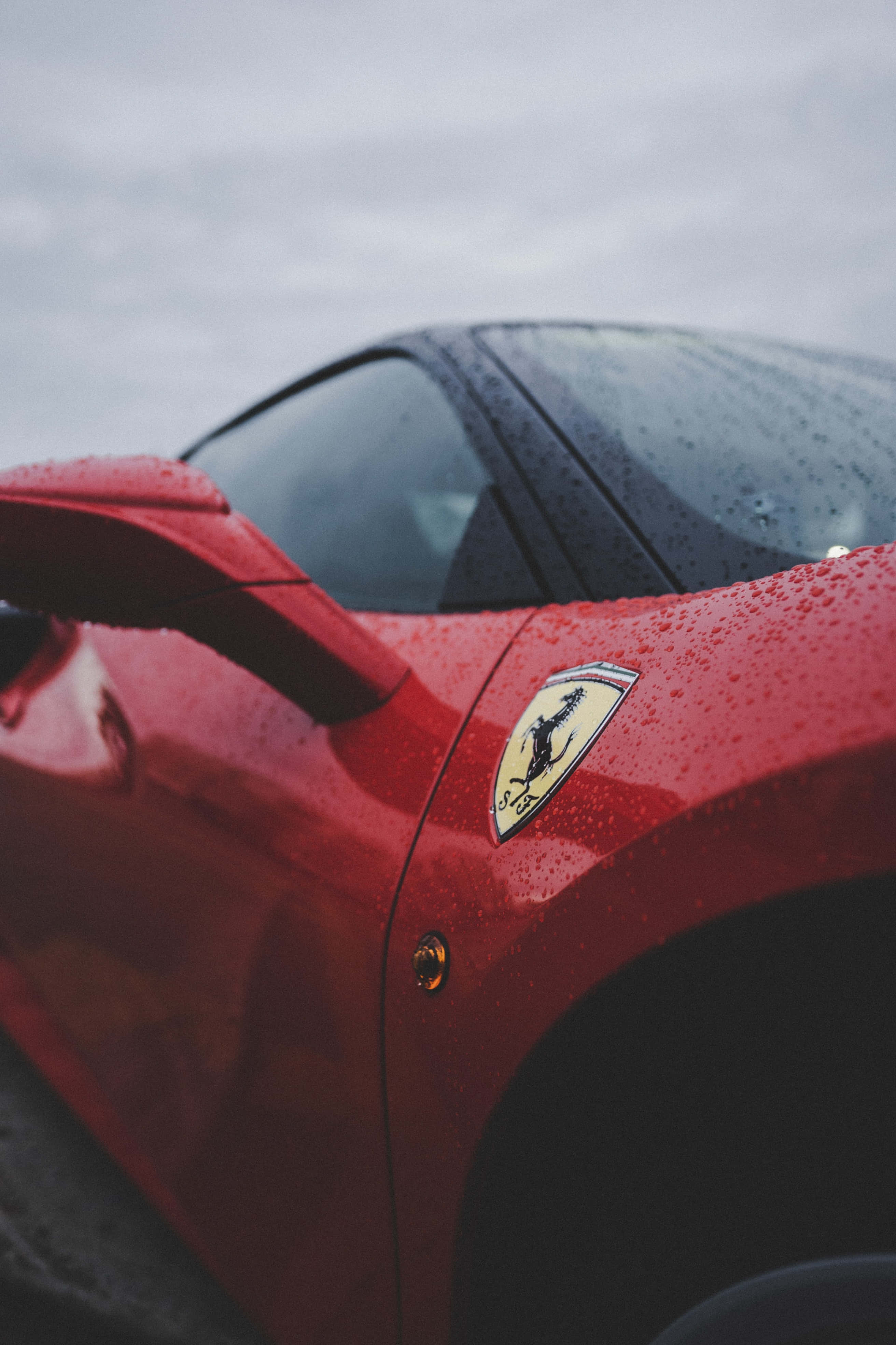 Ferrari, red, glossy surface, 4K Phone Wallpaper