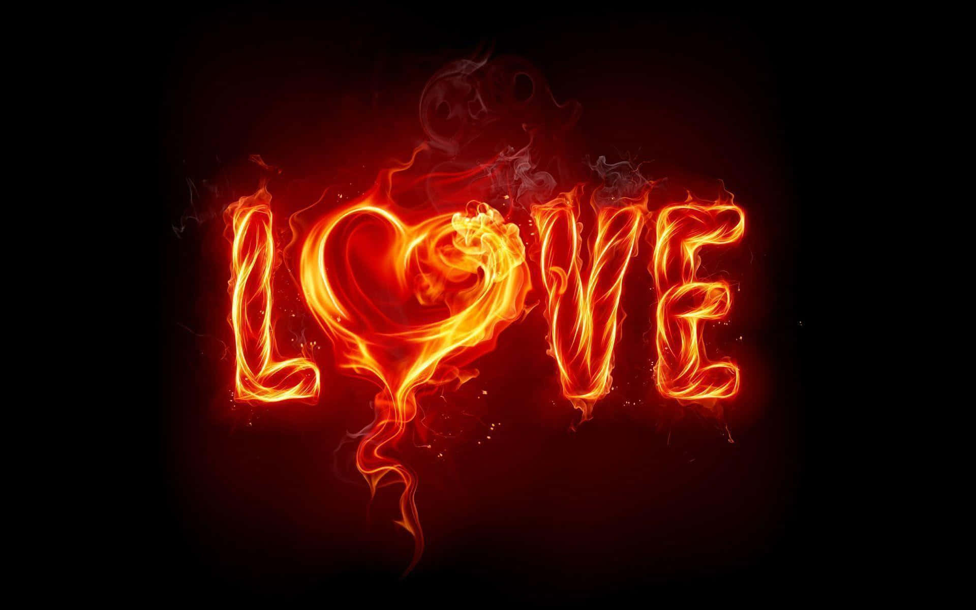 Cool Fire, LOVE, vibrant orange flames, Full HD Desktop Wallpaper