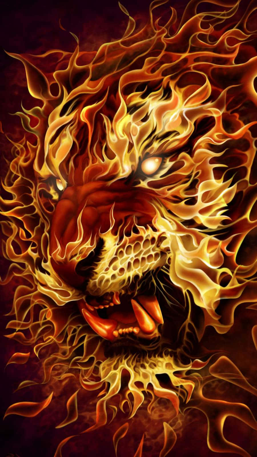 Cool Fire, lion's head, roaring flames, HD Phone Wallpaper
