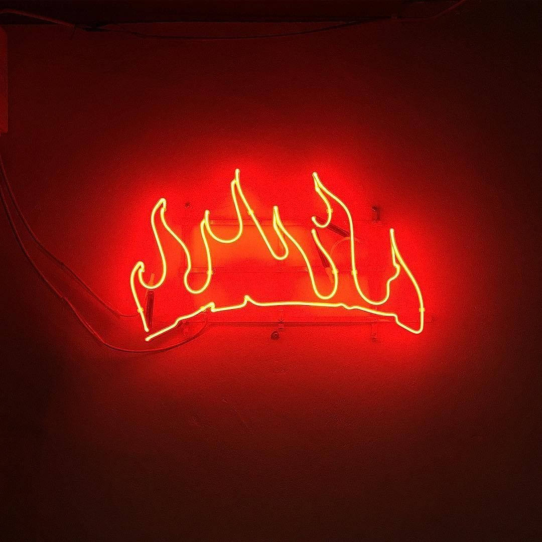red aesthetic neon flames, glowing red and yellow neon sign, flames, SD Desktop Wallpaper