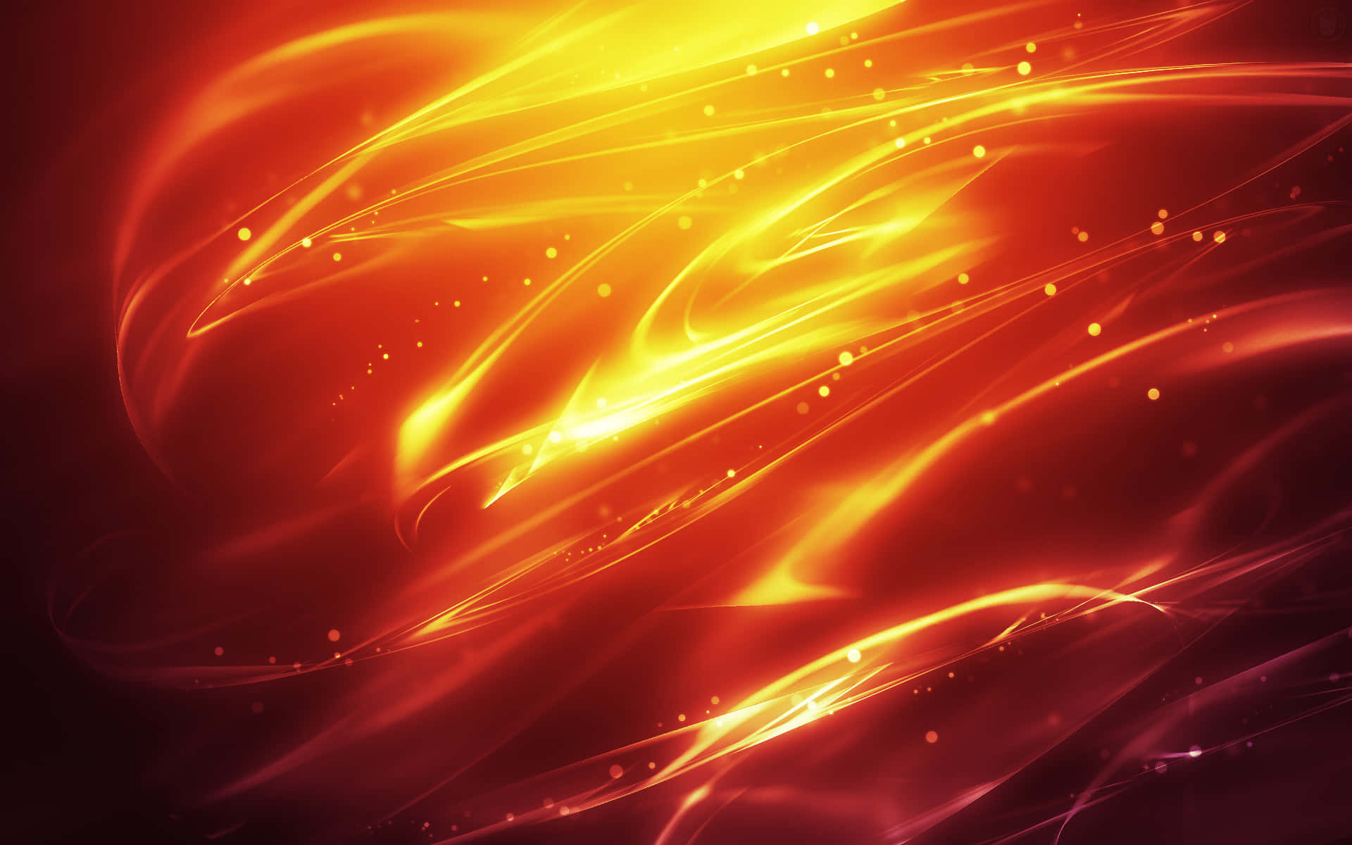 golden-orange energy streams, deep red backdrop, luminous particles, Full HD Desktop Wallpaper
