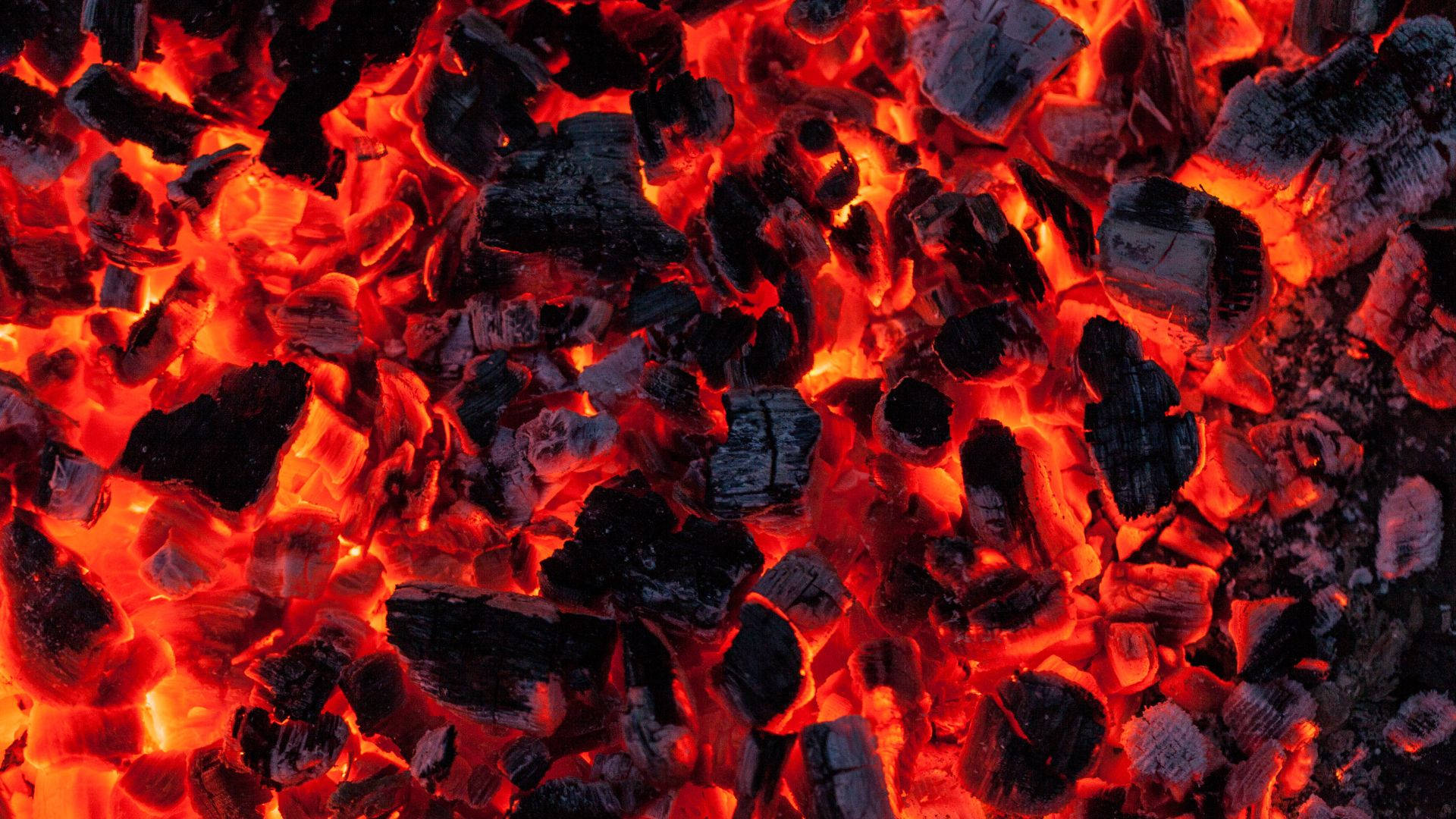 charcoal fire, glowing embers, intense red heat, Full HD Desktop Wallpaper