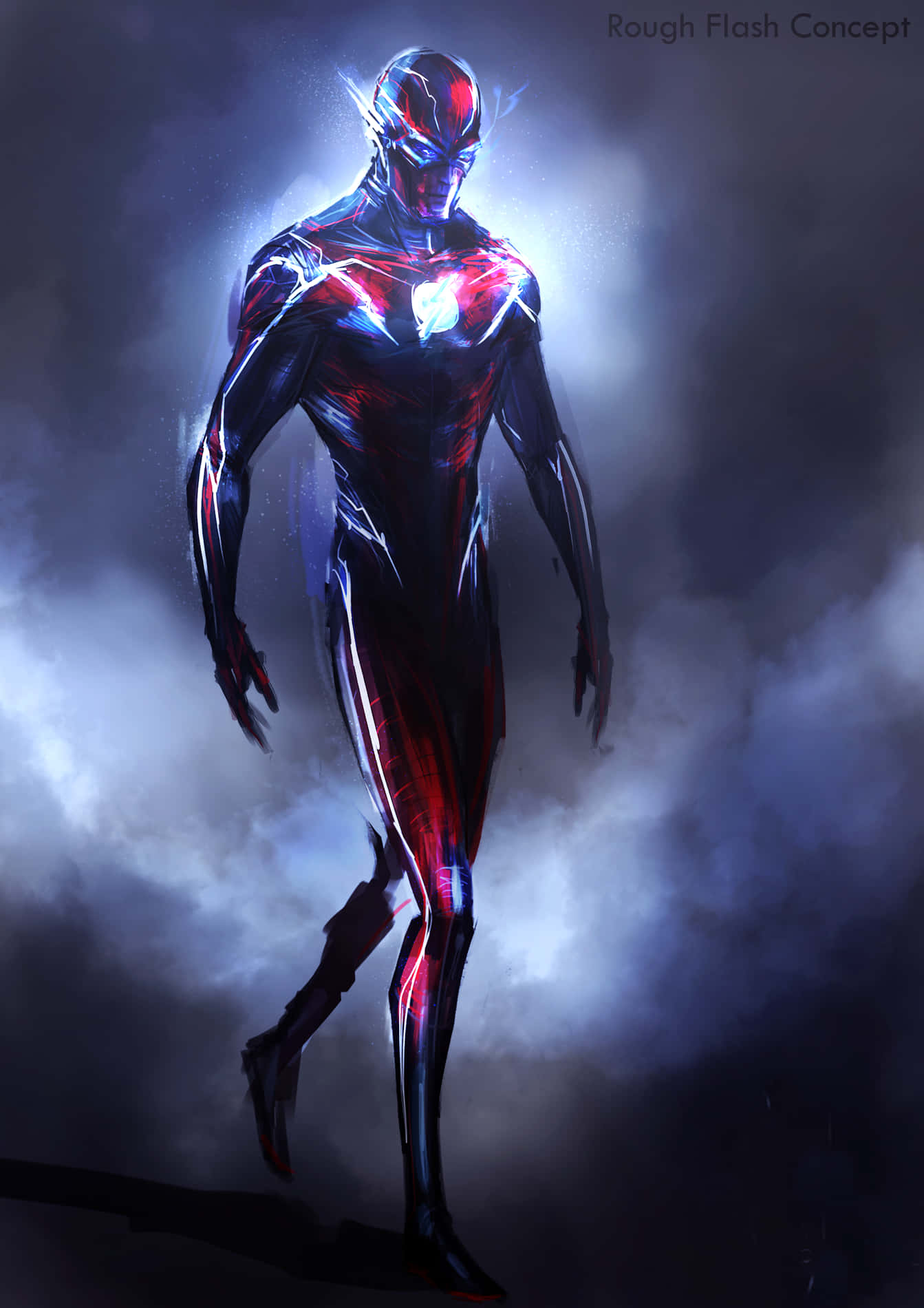 Cool Flash, red and blue suit, glowing energy lines, HD Phone Wallpaper