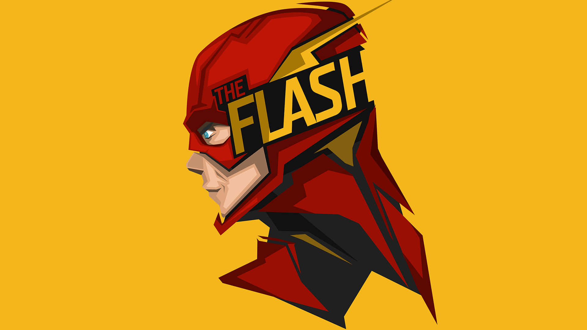 The Flash, red and yellow, solid yellow background, Full HD Desktop Wallpaper