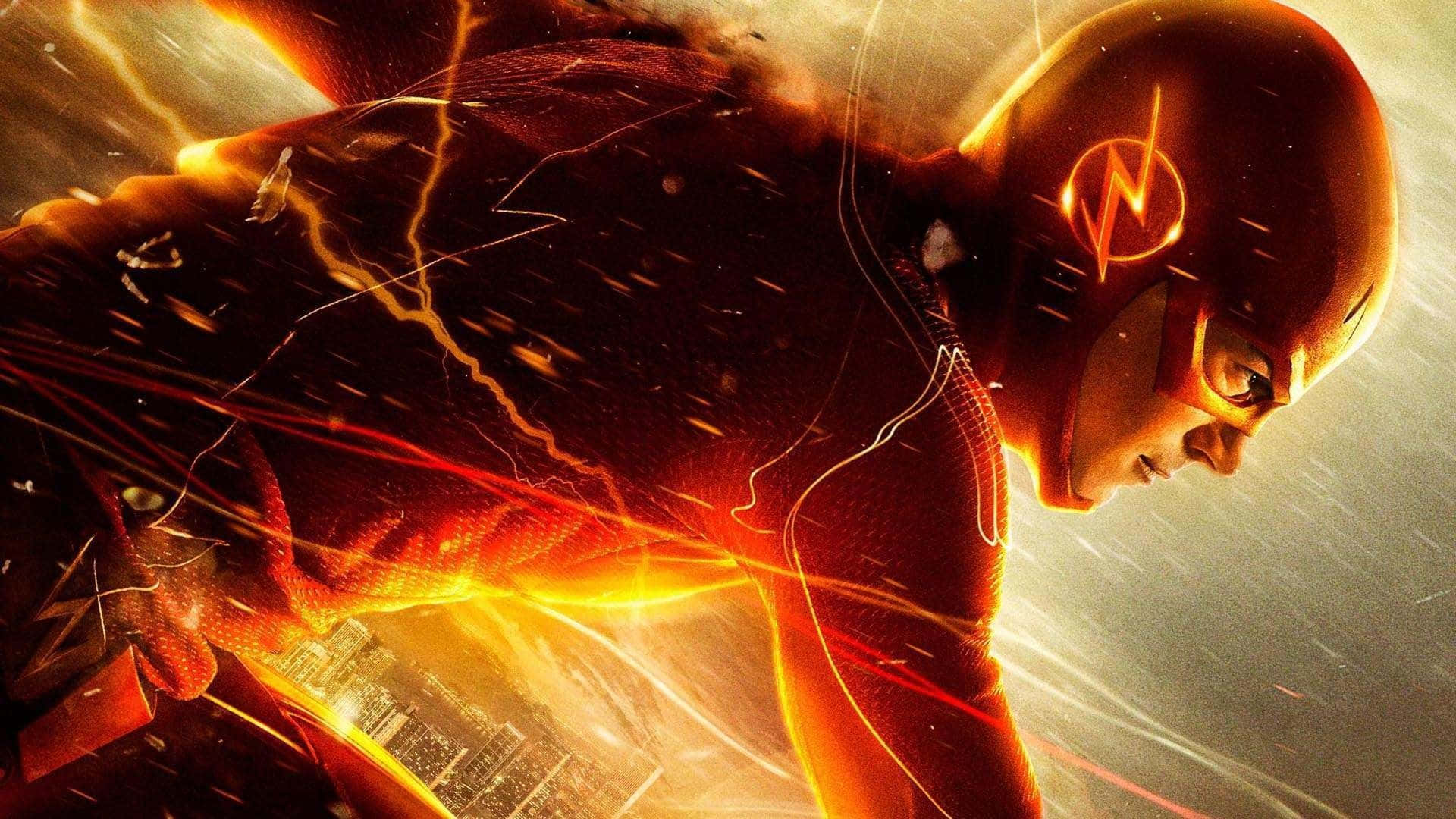 The Flash, red suit, lightning effects, Full HD Desktop Wallpaper