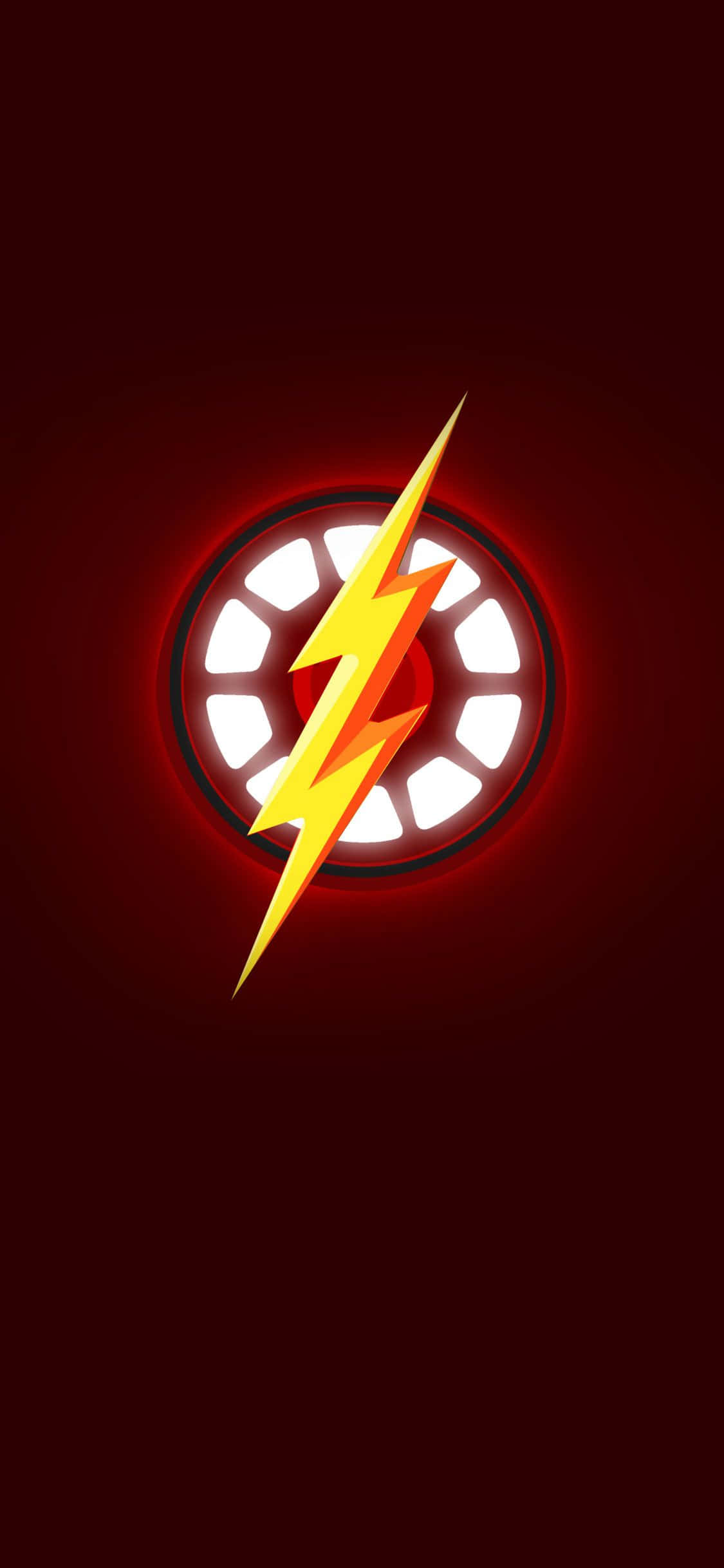 CoolFlash, glowing yellow lightning bolt, red circular background, Full HD Phone Wallpaper