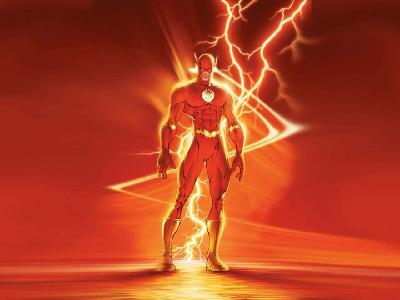 The Flash, red lightning, fiery red storm, HD Desktop Wallpaper