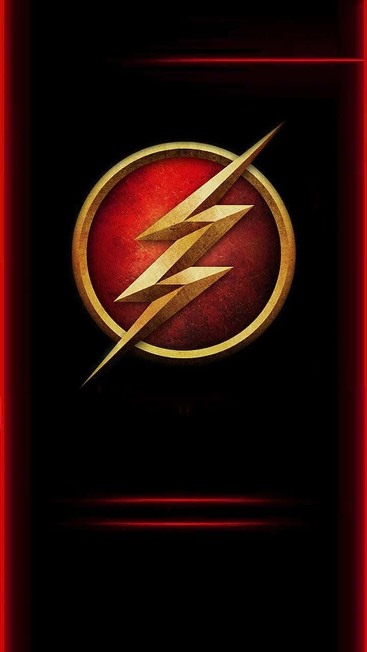 Cool Flash, golden lightning bolt, textured red circle, HD Phone Wallpaper