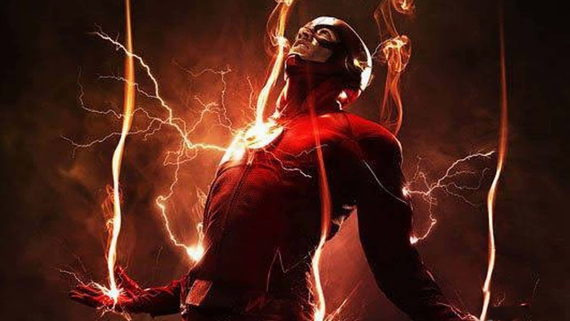 The Flash, red suit, glowing chest emblem, Full HD Desktop Wallpaper