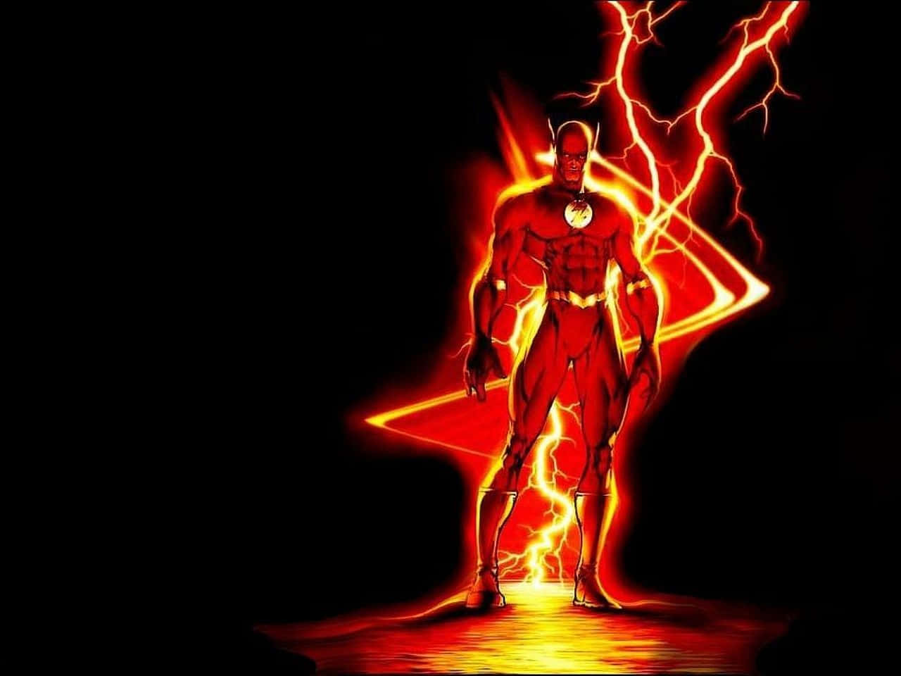 The Flash, red lightning, yellow lightning, HD Desktop Wallpaper