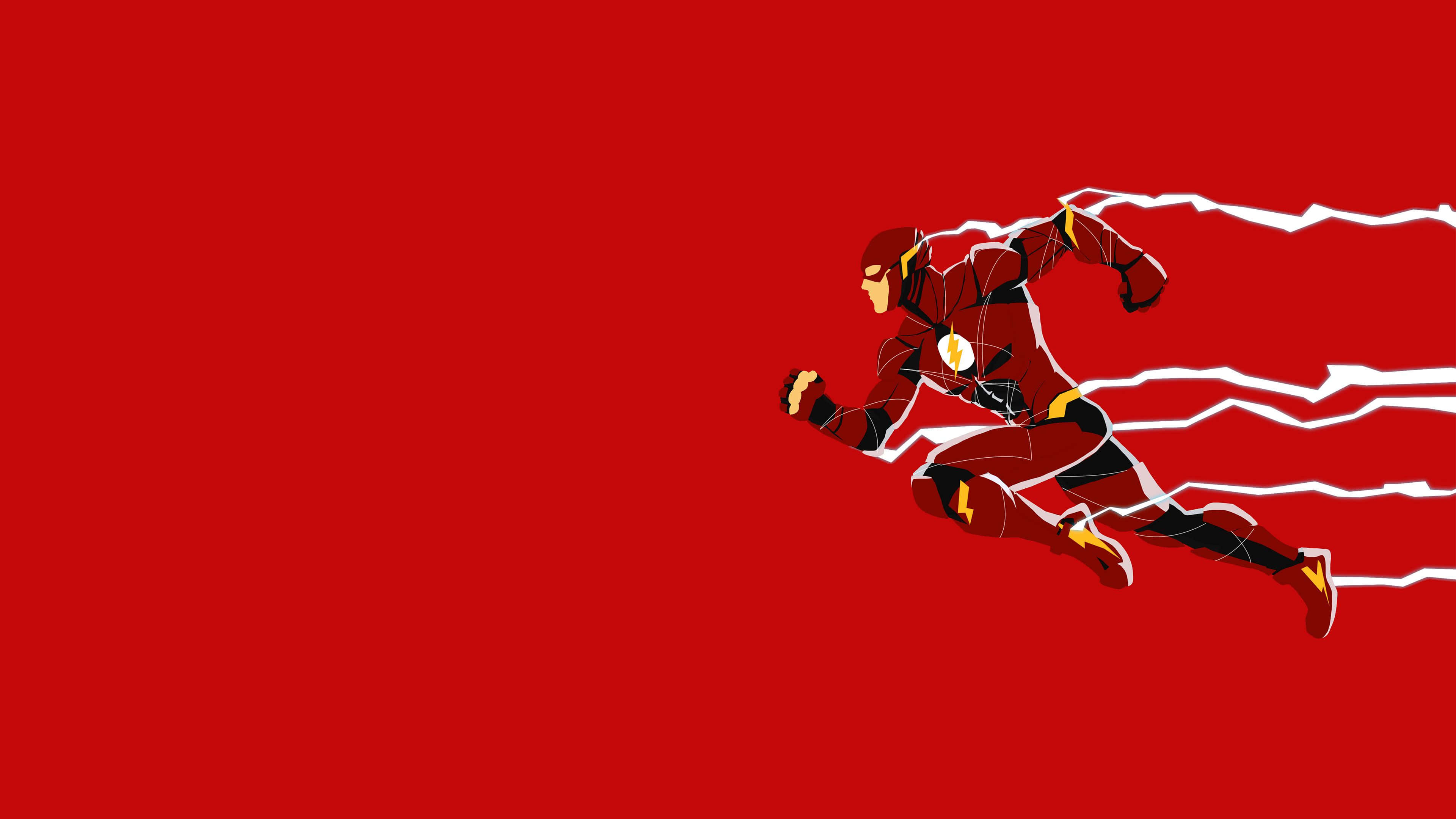 Cool Flash, white lightning trails, bold red background, 4K Desktop Wallpaper
