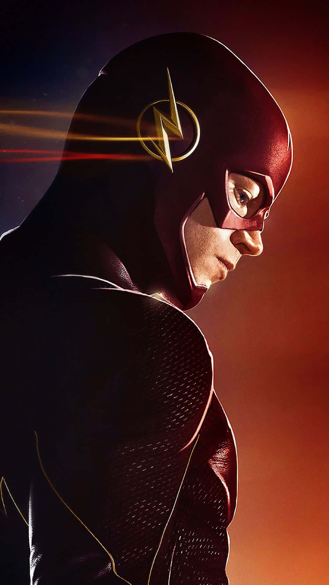 The Flash, red suit, gold lightning bolt emblem, Full HD Phone Wallpaper