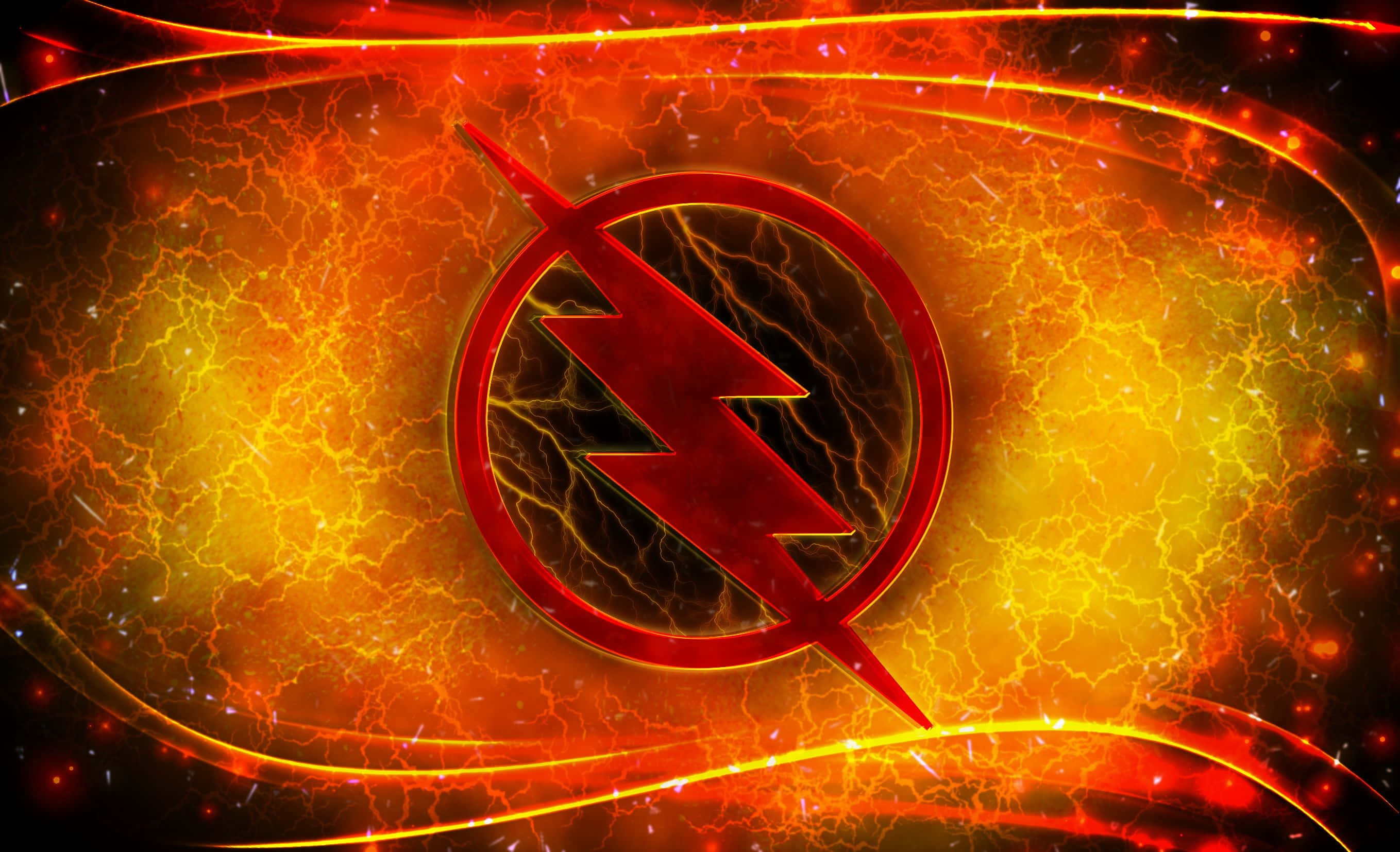 Cool Flash, red lightning bolt, fiery orange, 2K Desktop Wallpaper