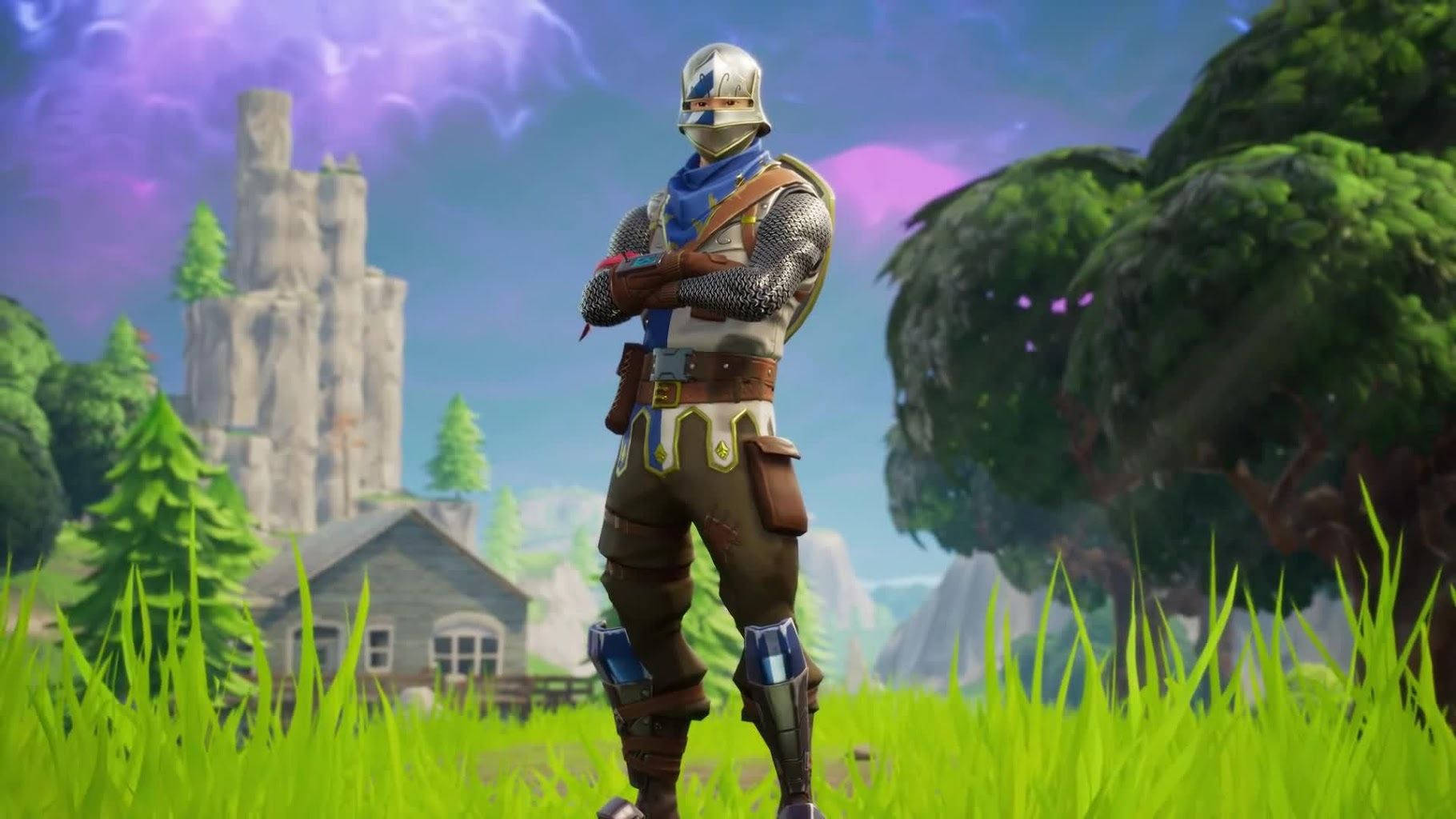 Fortnite Battle Royale, knight in armor, vibrant grassy field, HD Desktop Wallpaper