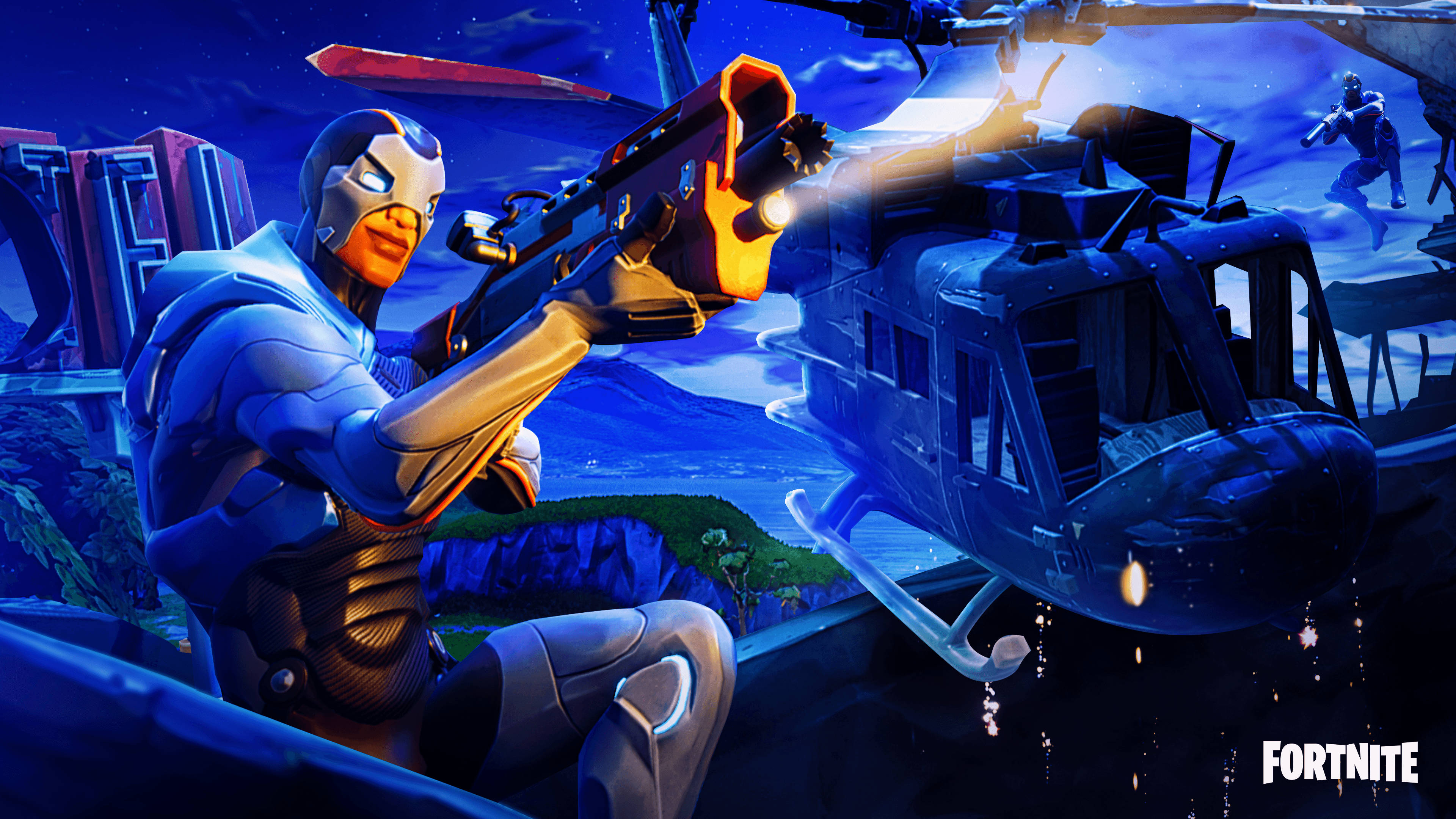 Fortnite, Battle Royale, blue armor, 4K Desktop Wallpaper