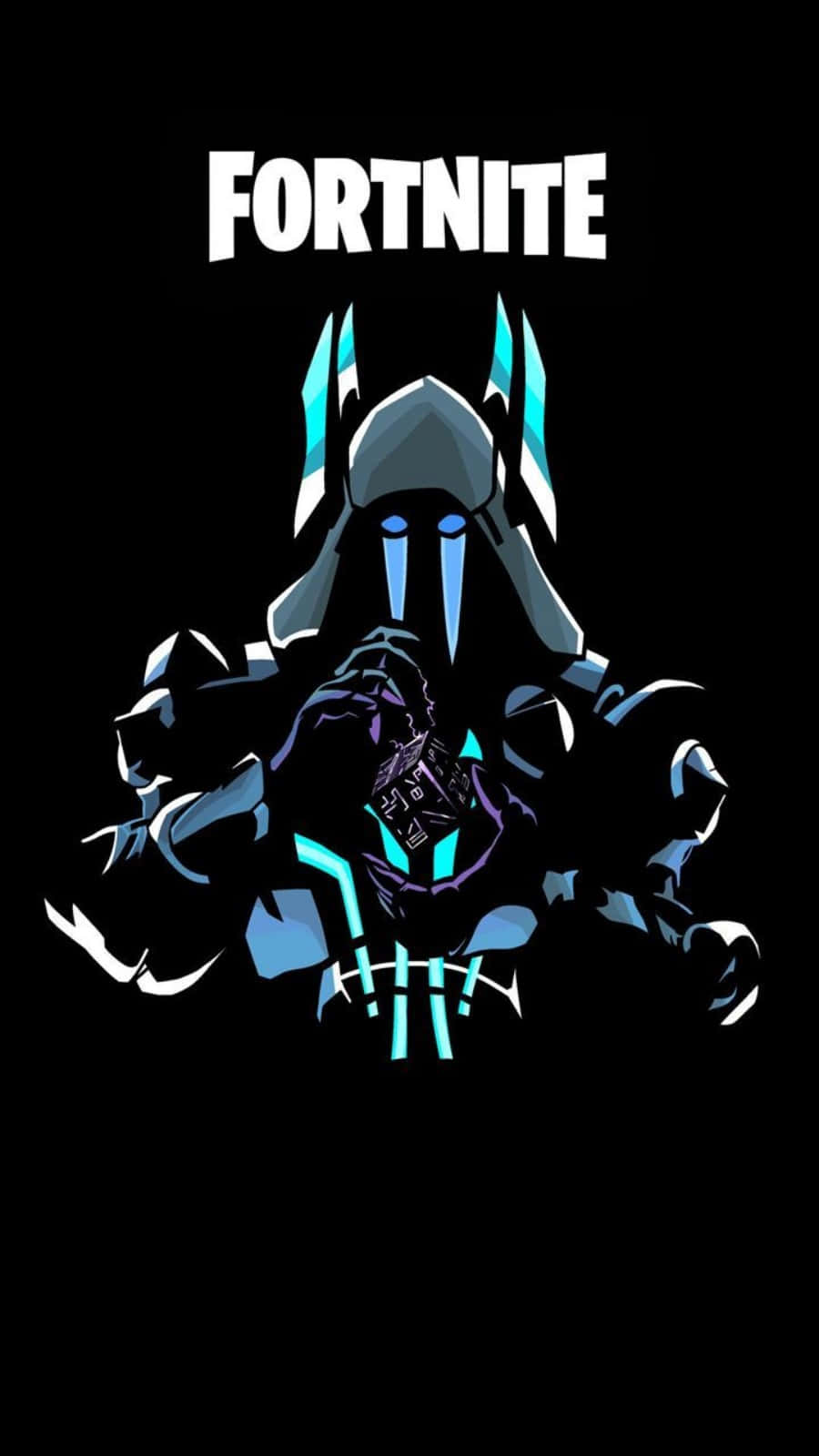 Fortnite, dark armor, glowing blue accents, HD Phone Wallpaper