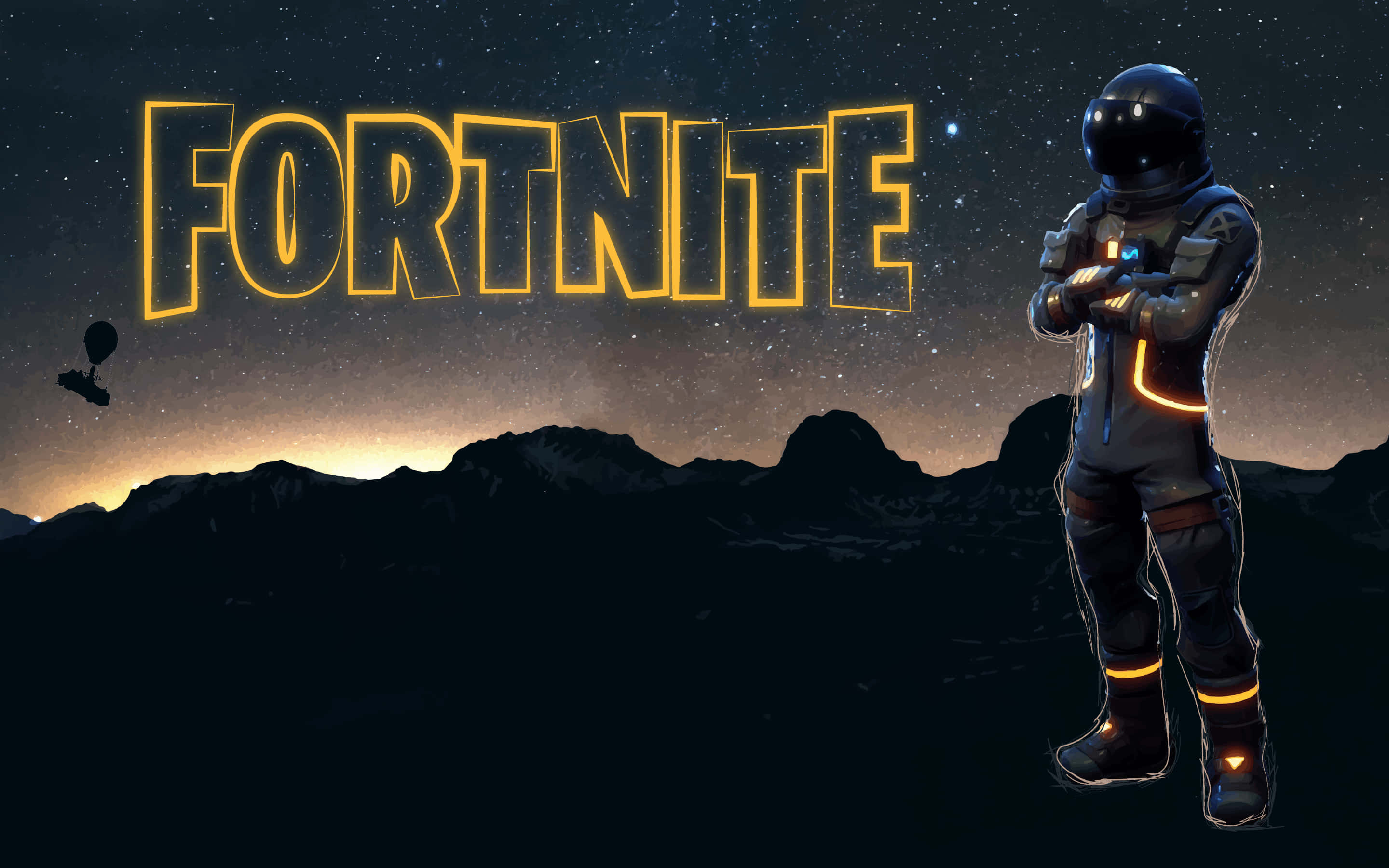 Fortnite, astronaut, mountain ridge, 2K Desktop Wallpaper