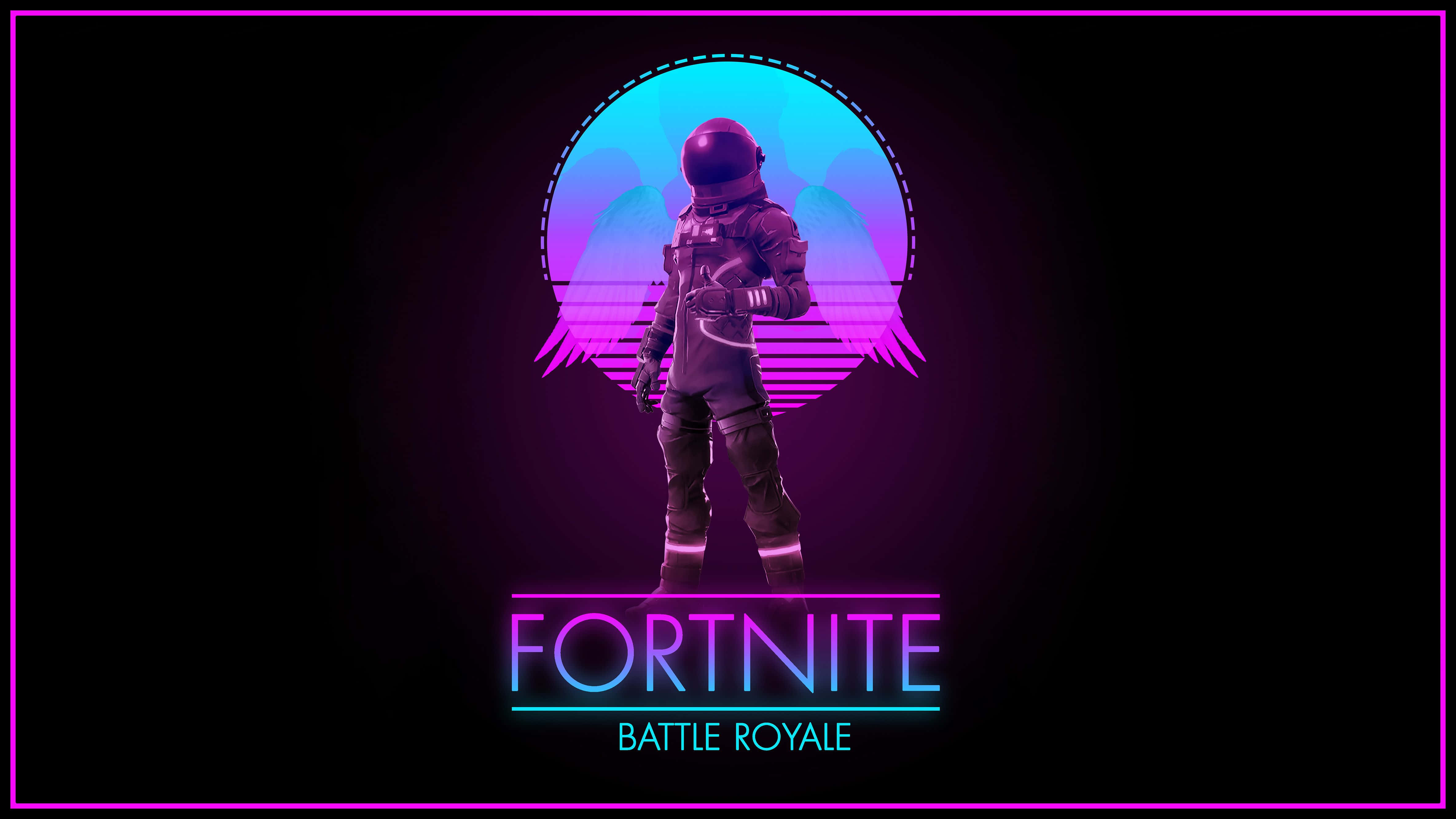 Fortnite, astronaut, neon moon, 4K Desktop Wallpaper