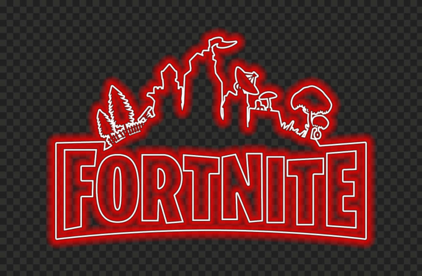 Fortnite, neon red, glowing outline, HD Desktop Wallpaper