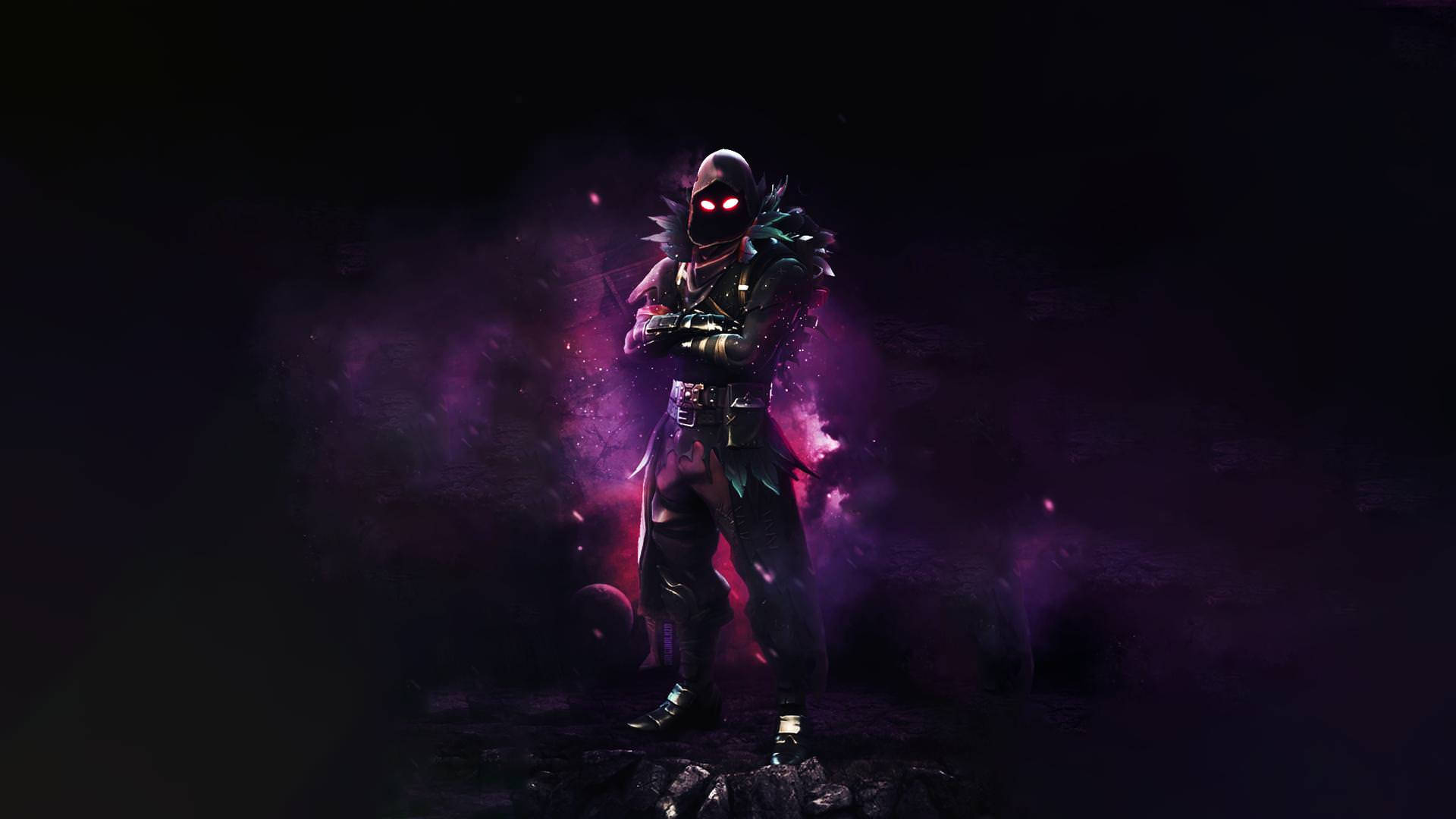 Raven Pink Aesthetic Dust, Fortnite Skin, masked warrior, Full HD Desktop Wallpaper