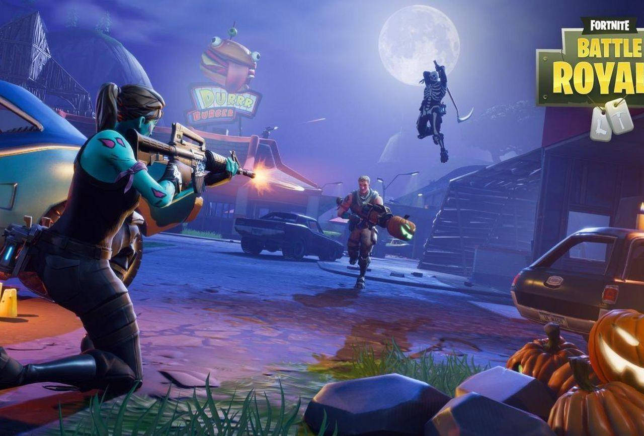 Fortnite, players fighting, diner, HD Desktop Wallpaper