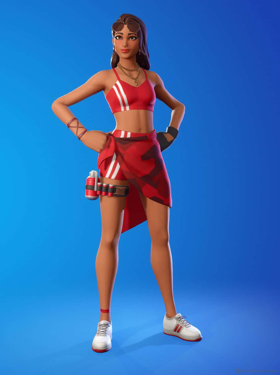 Fortnite, female video game character, red athletic wear, SD Phone Wallpaper