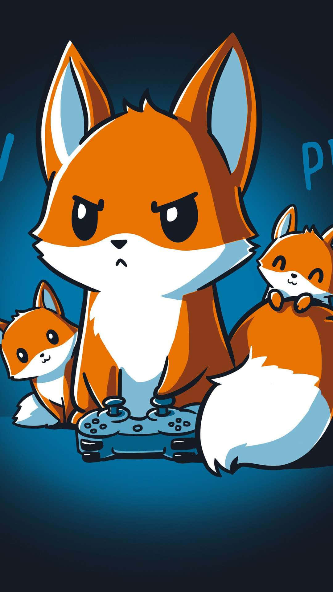 Cool Anime Fox, three cartoon foxes, angry and happy expressions, Full HD Phone Wallpaper