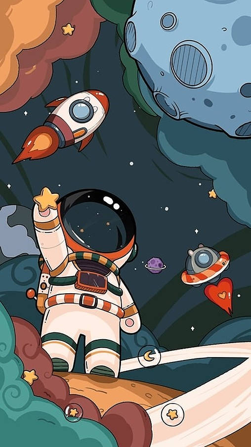 Cool Galaxy, astronaut, striped suit, SD Phone Wallpaper
