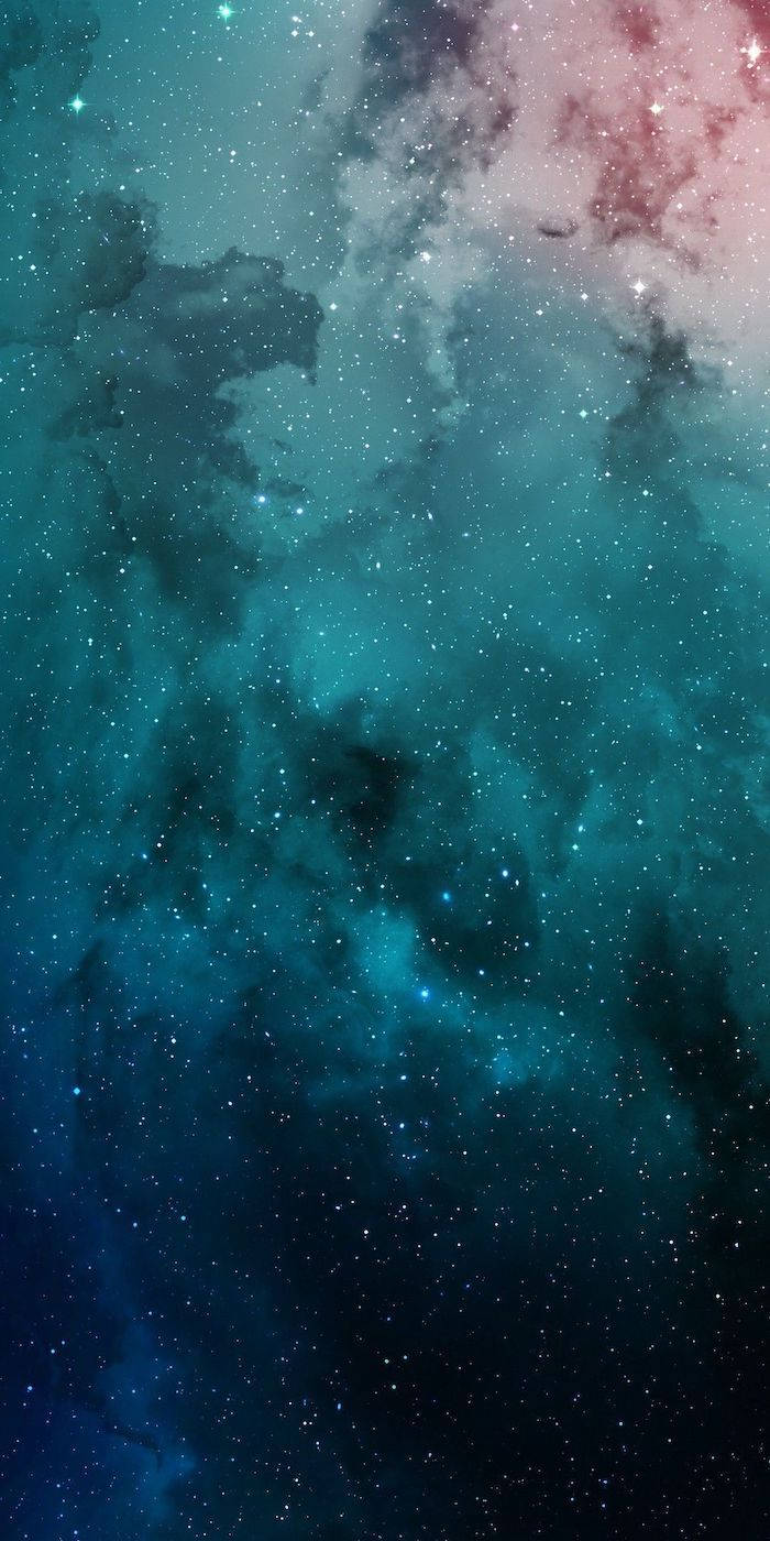 Cool Teal Galaxy, teal, pink, HD Phone Wallpaper