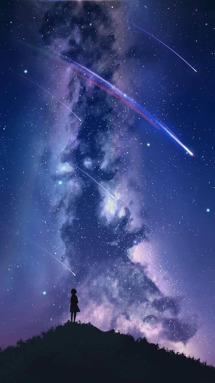 Cool Galaxy, falling stars, cosmic sky, SD Phone Wallpaper