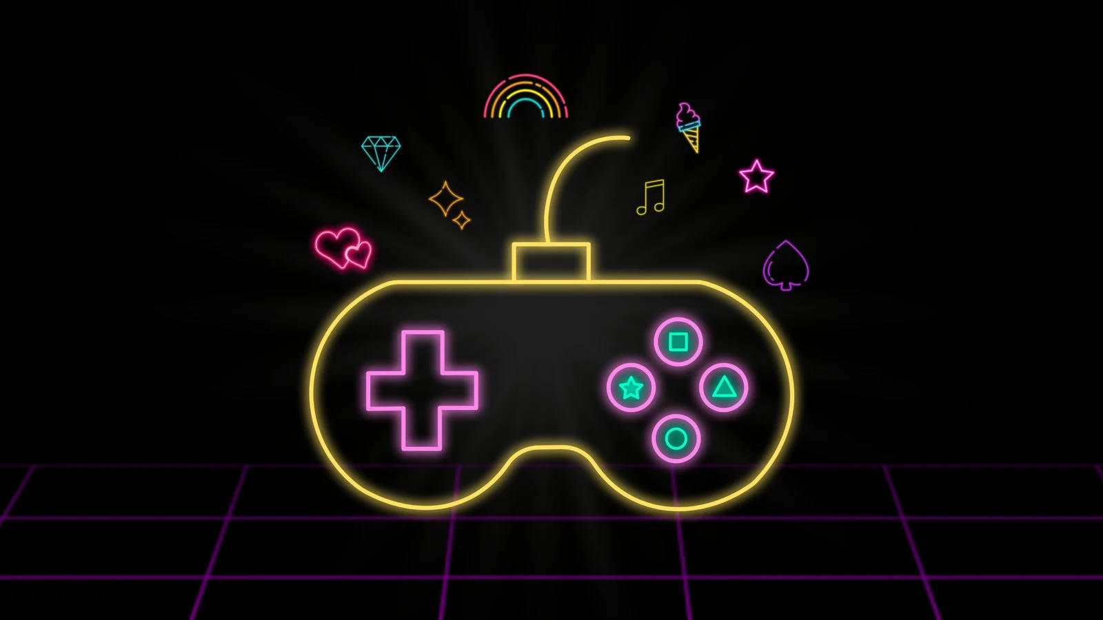 neon, retro futurism, game controller, HD Desktop Wallpaper