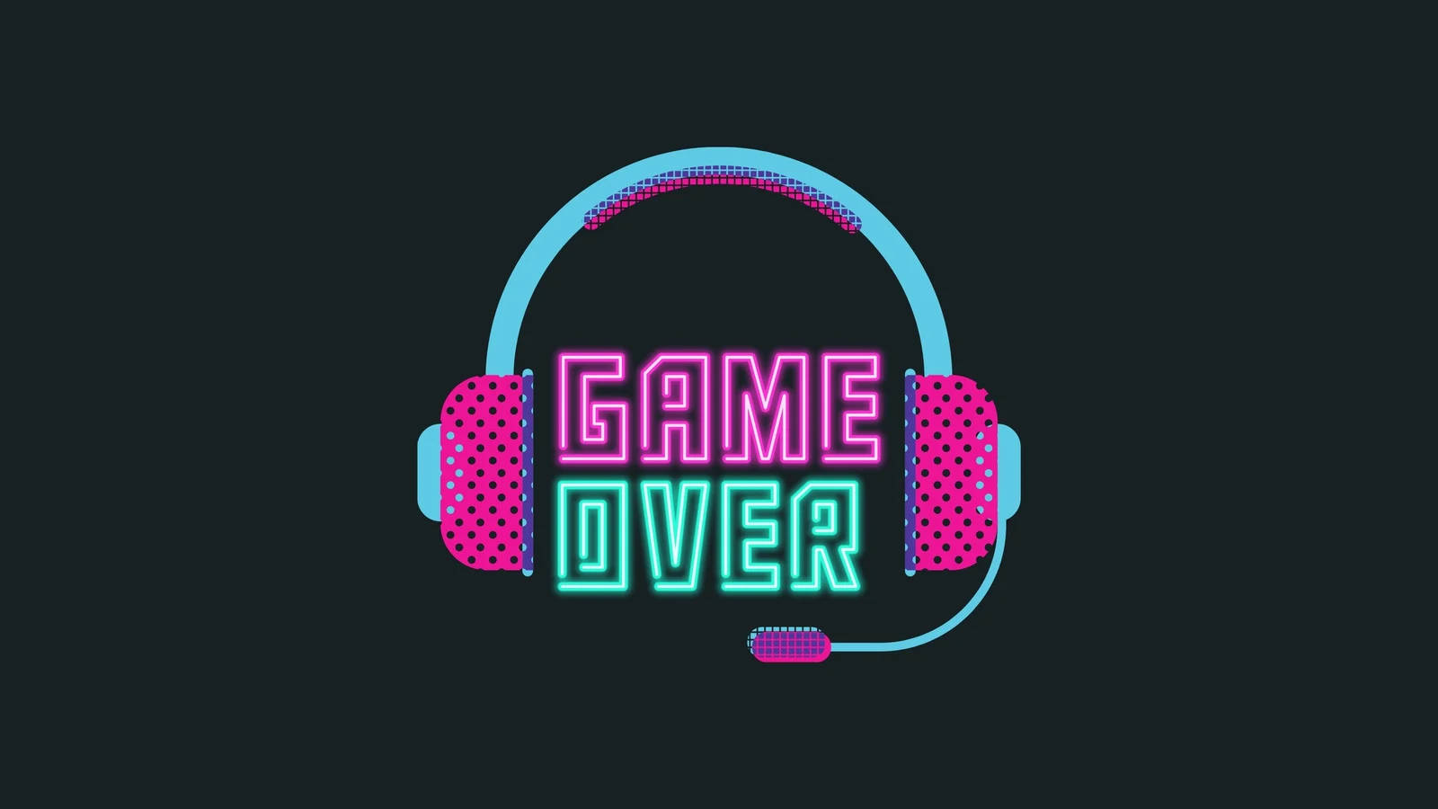 Game Over, neon pink, cyan, HD Desktop Wallpaper